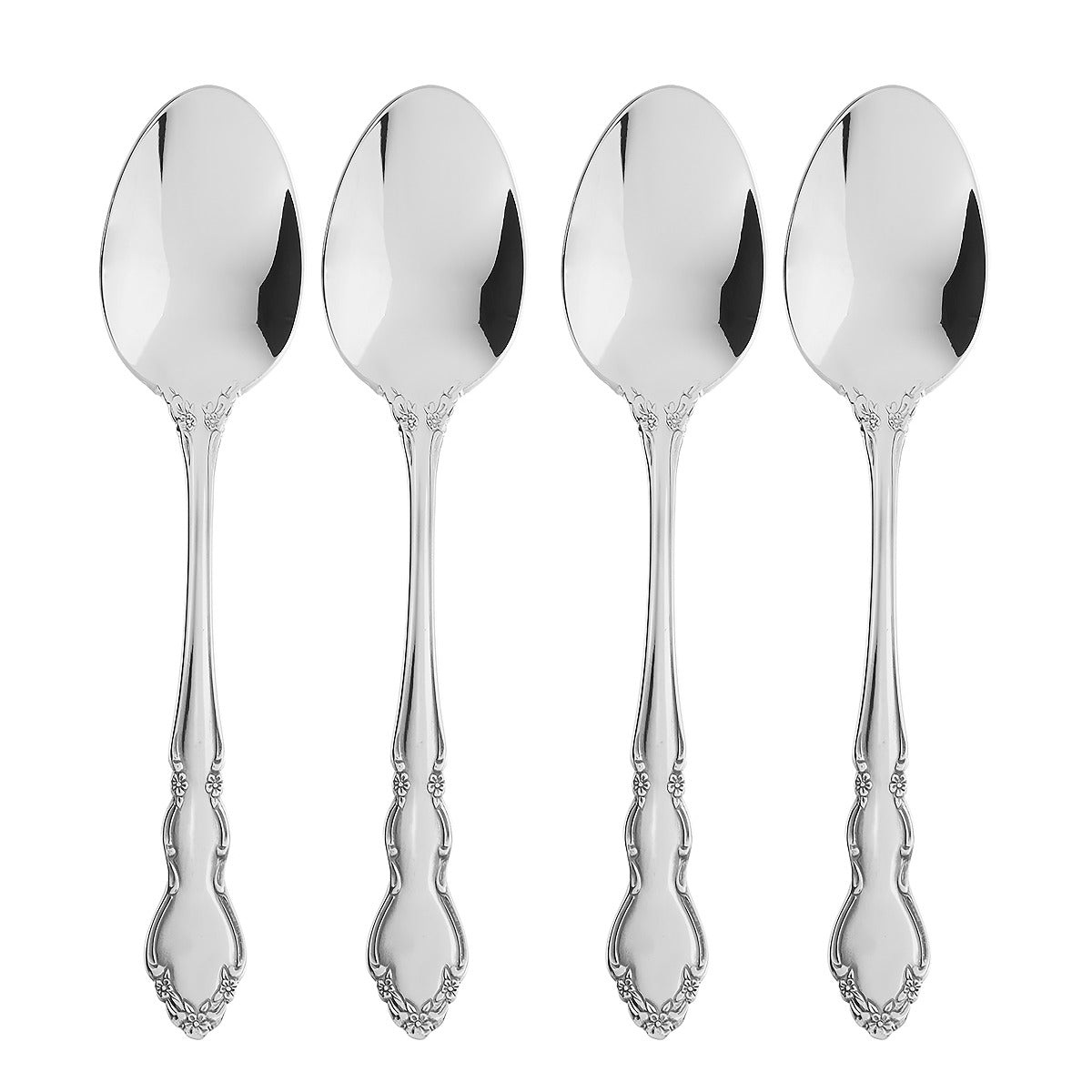Premium Dover Teaspoon Set of 4 - Stainless Steel Dessert Spoons for Tea, Coffee, Desserts - Perfect for Home, Restaurant & Gift Giving