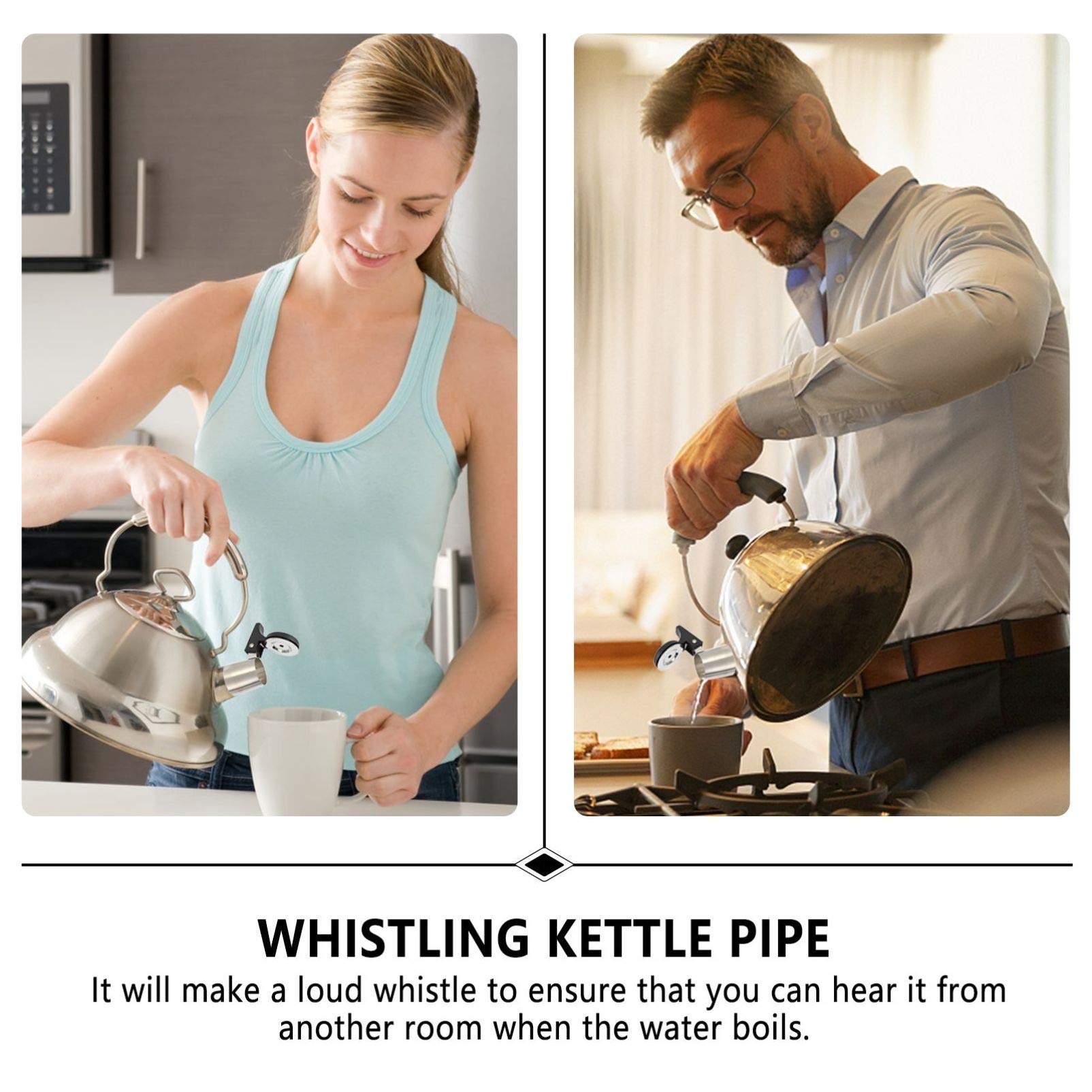 DOITOOL 2-Pack Stainless Steel Whistling Tea Kettle Spout Nozzle - Replacement Whistle for Stovetop Kettles - Perfect for Tea Lovers & Home Brewing (Ideal for Gas/Electric Stoves & Camping)