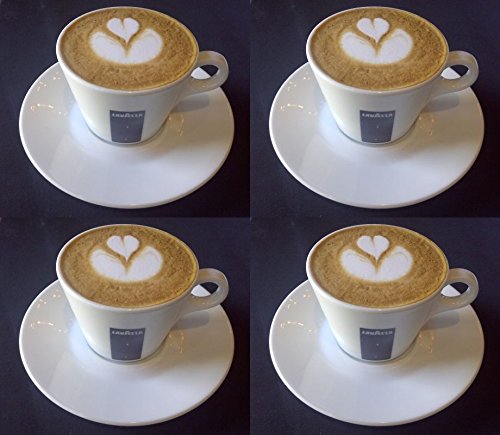 Premium Holland Plastics 4-Piece Cappuccino Cup and Saucer Set - 5.5 Oz Porcelain Coffee Cups for Espresso, Latte & Tea - Perfect for Home, Cafe & Gift Giving