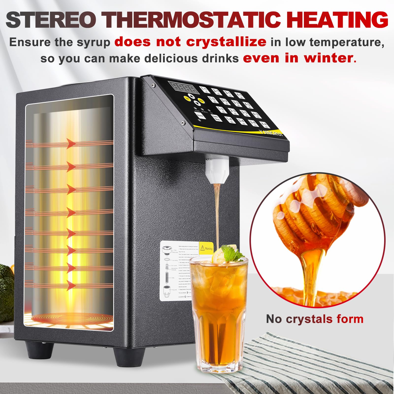 8.5L Automatic Fructose Dispenser for Bubble Tea - 110V Commercial Syrup Dispenser with 16 Groups - Perfect for Boba Shops, Coffee Houses & Dessert Stores