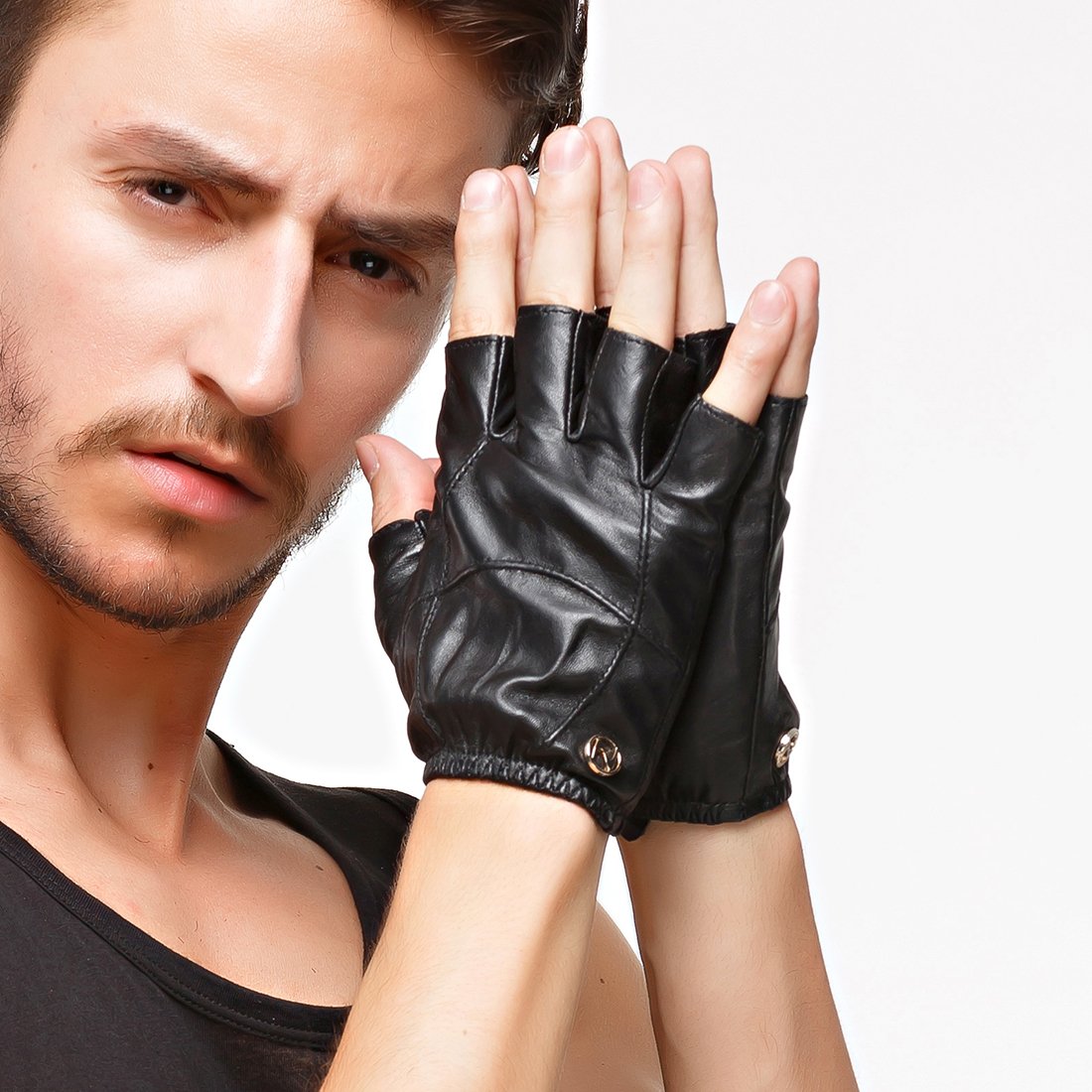 Premium Men's Fingerless Leather Gloves - Imported Lambskin Half Finger Gloves for Driving, Cycling & Outdoor Activities - Breathable Thin Design for Comfort & Grip - Perfect for Motorcycle Riders, Bikers & Winter Sports