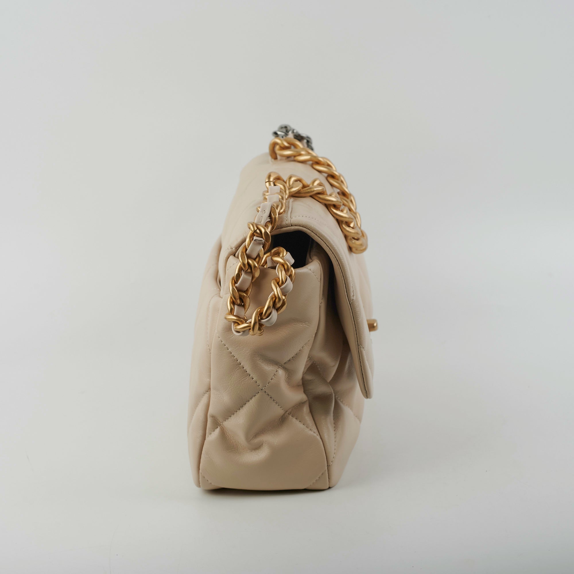 Chanel Medium/Large 19 Flap Bag in Beige - Luxury Designer Handbag for Women, Perfect for Work, Travel & Everyday Use