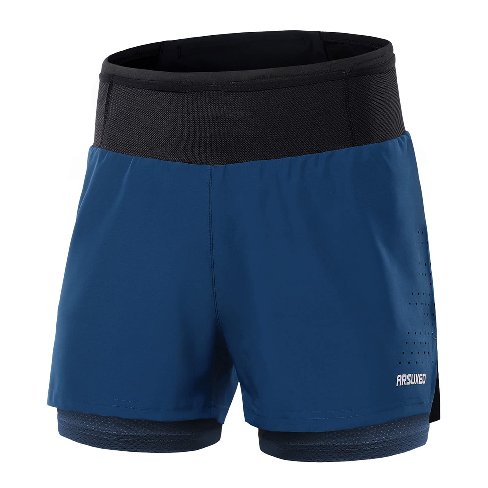 Lixada Men's 2-in-1 Running Shorts with Pockets - High Waist Elastic Athletic Shorts for Gym, Jogging & Outdoor Sports | Quick-Dry Breathable Workout Shorts for Men