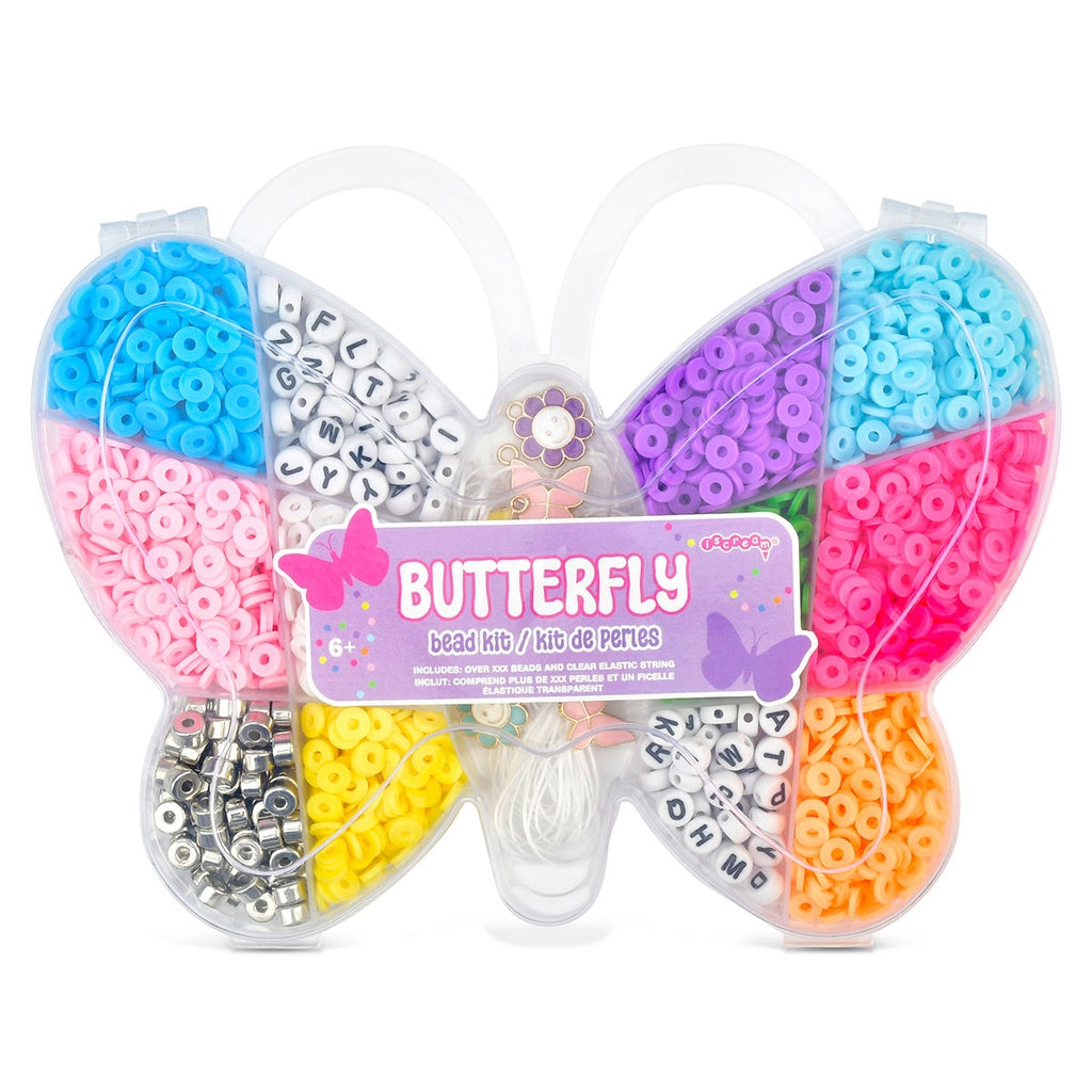 iScream Butterfly Bead Kit for Kids - DIY Arts and Crafts Kit with Colorful Beads & Accessories - Perfect for Birthday Parties, Classroom Activities & Creative Play