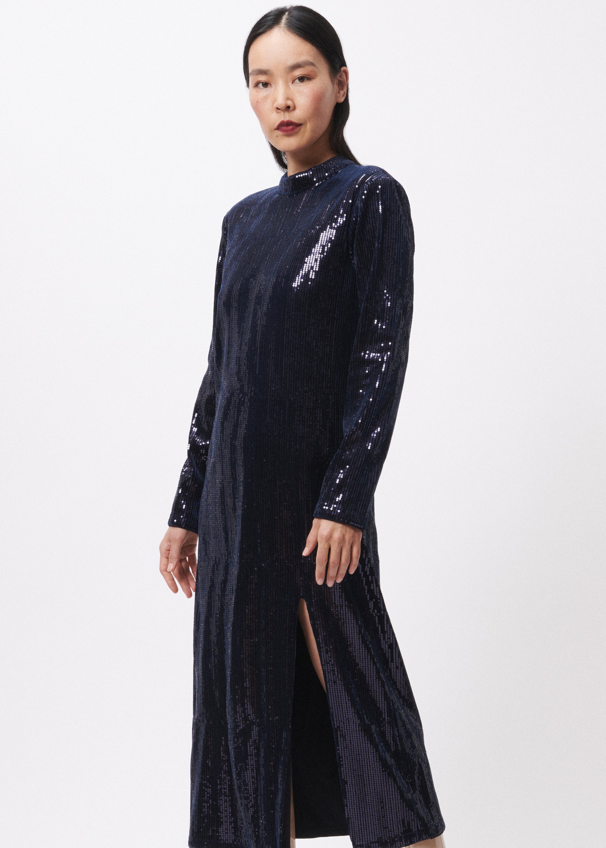 MADY Sequin Dress for Women - Elegant Marine Blue Sparkly Party Gown for Evening Events, Prom, Cocktail Dinners & Special Occasions