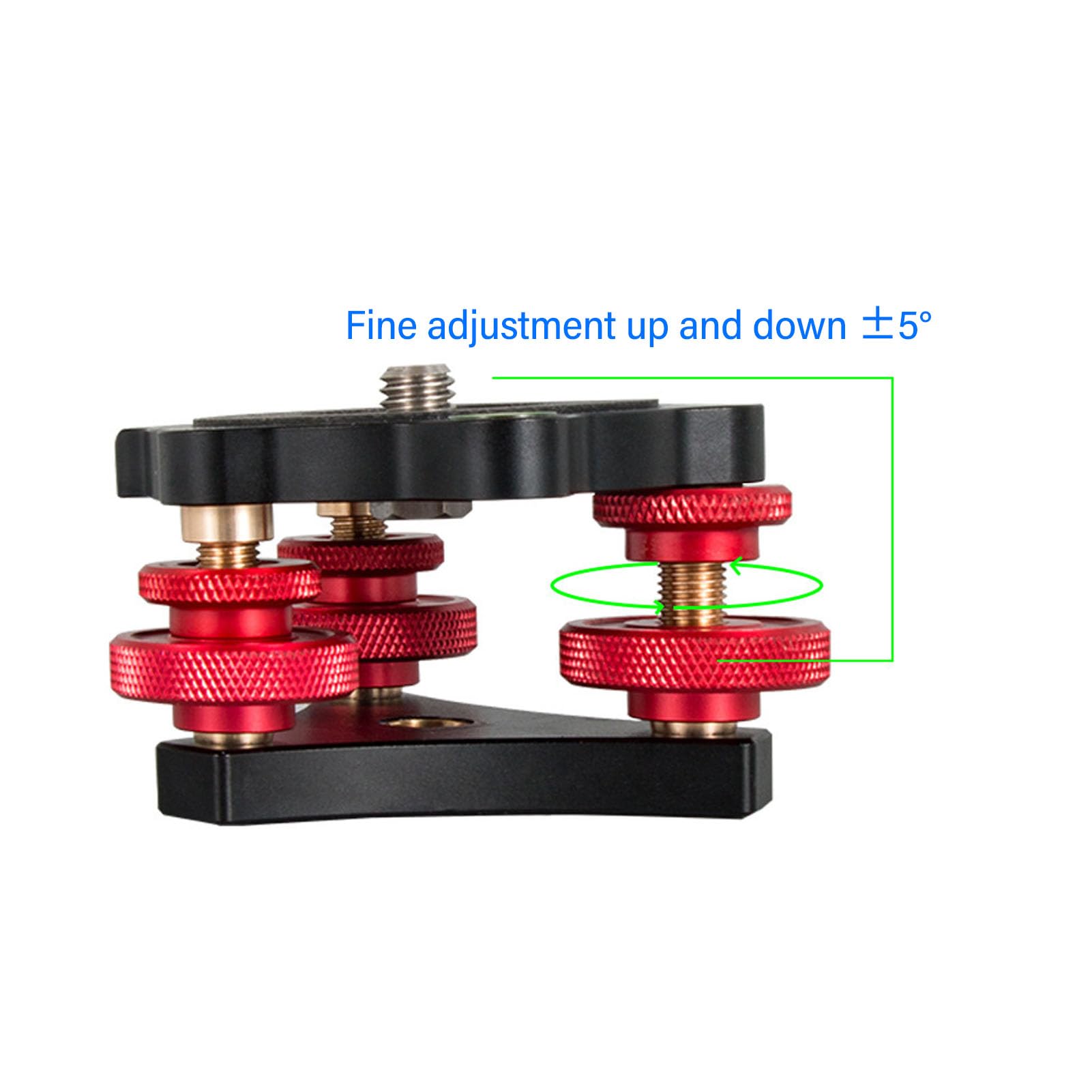 Aluminum Tripod Head Leveling Base - 3 Axis Triple Wheel Leveler Stand with 3/8