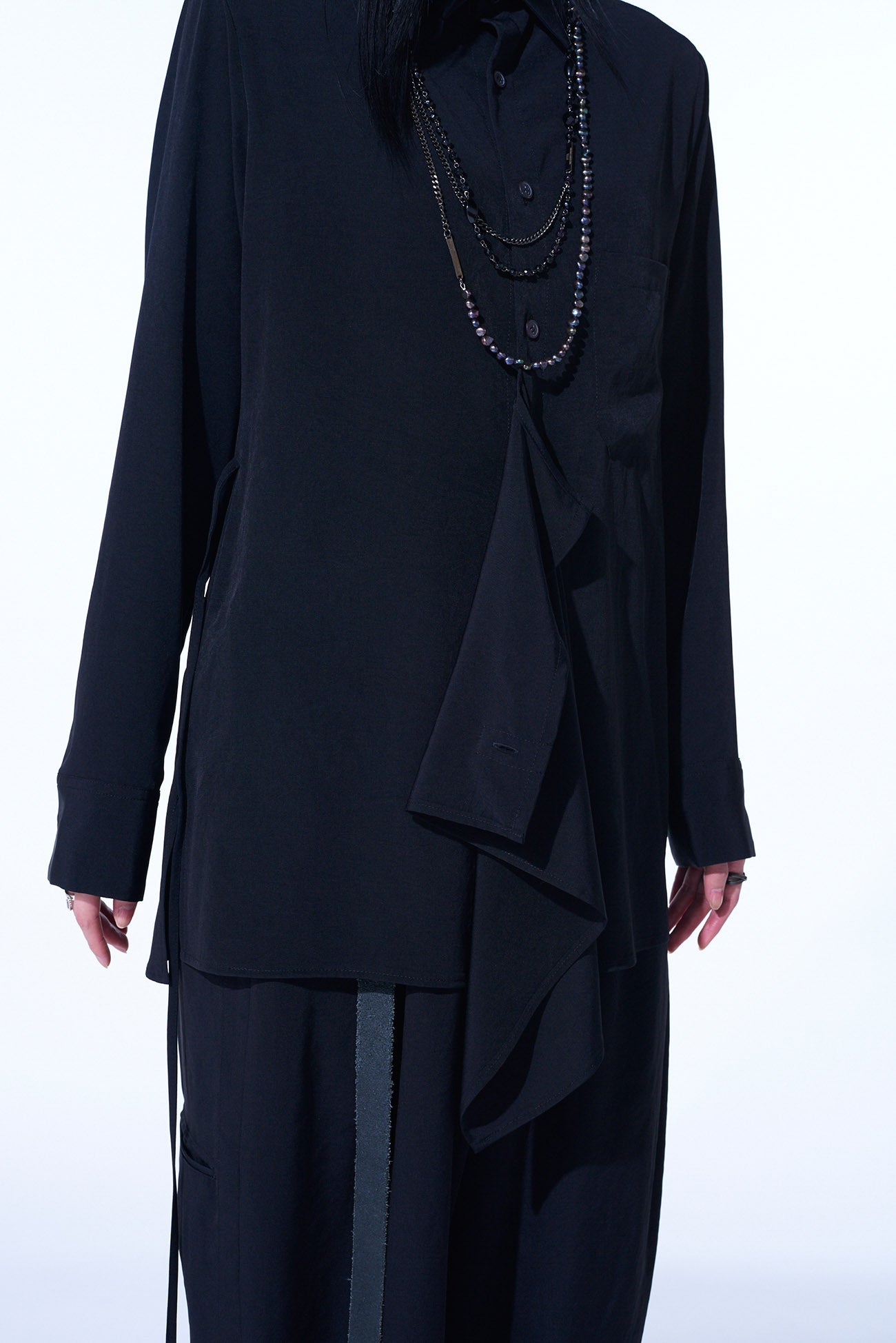 Elegant Crepe de Chine Draped Shirt for Women - Soft Flowy Blouse for Office, Party & Date Night Outfits