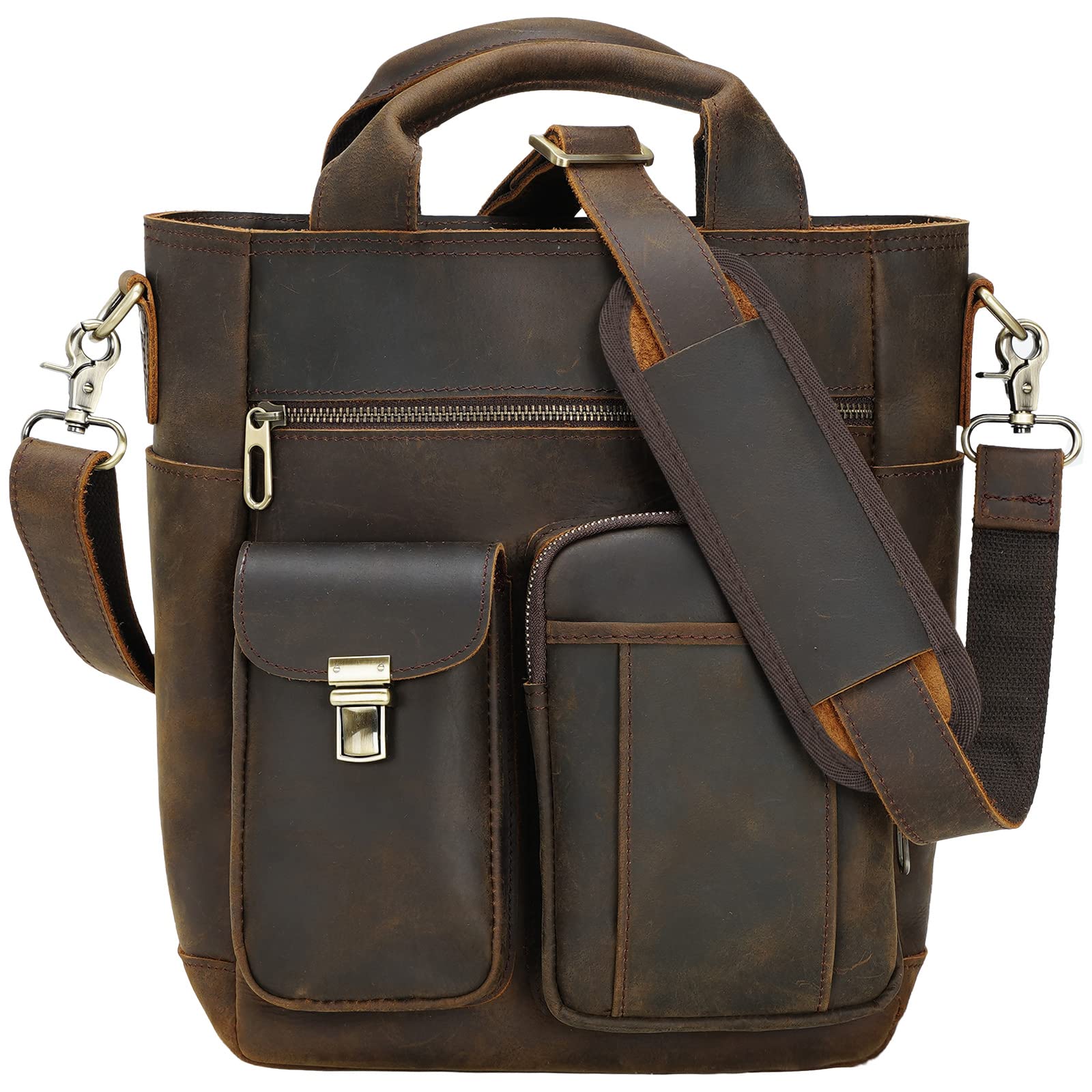 Vintage Leather Messenger Bag for Men - Crossbody Shoulder Bag with Tablet Pocket - Business Work Purse for Professionals - Fits 11