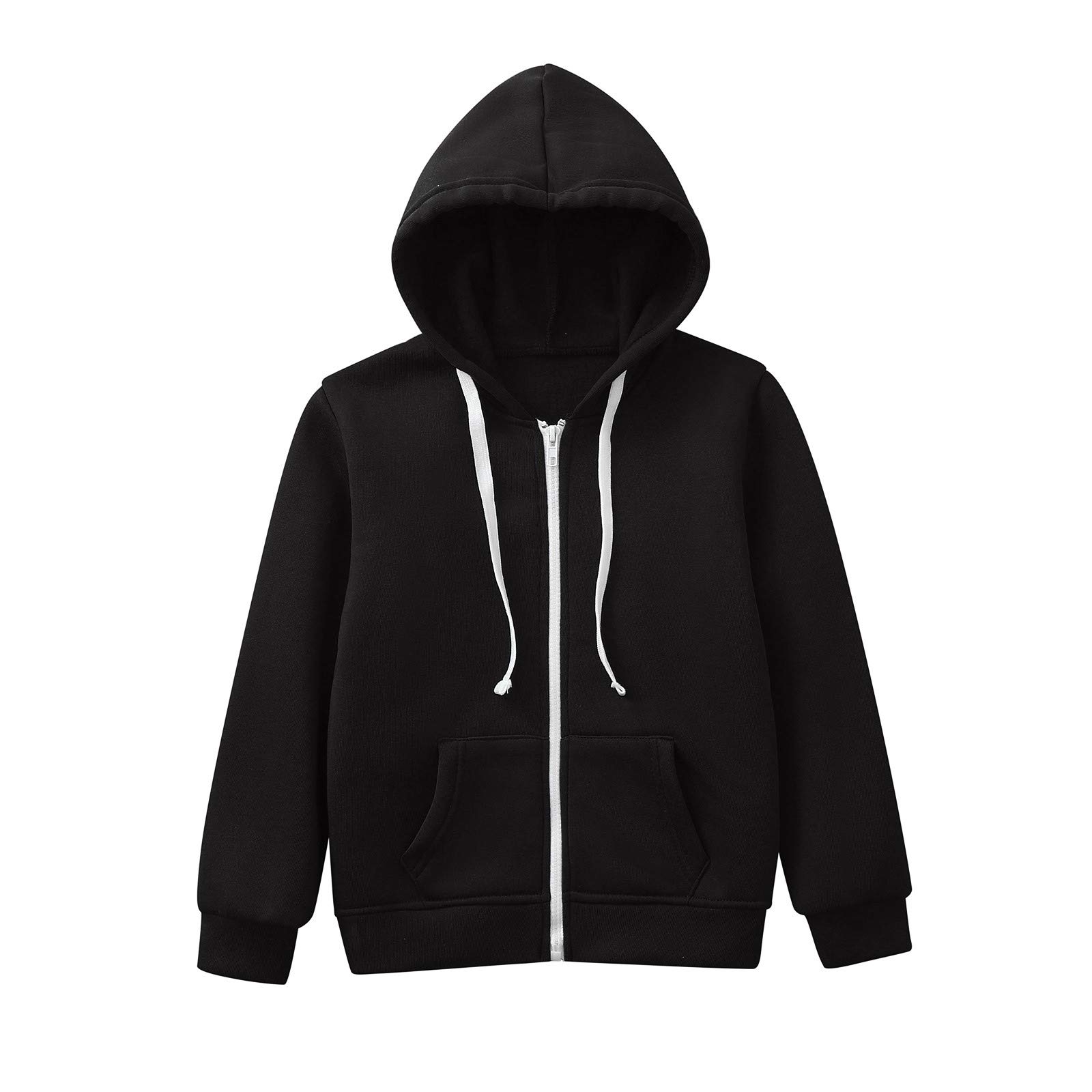 Trendy Solid Color Zip-Up Hoodie for Teen Girls & Boys - Long Sleeve Sweatshirt Jacket Top F266 | Perfect for School, Sports & Casual Outfits