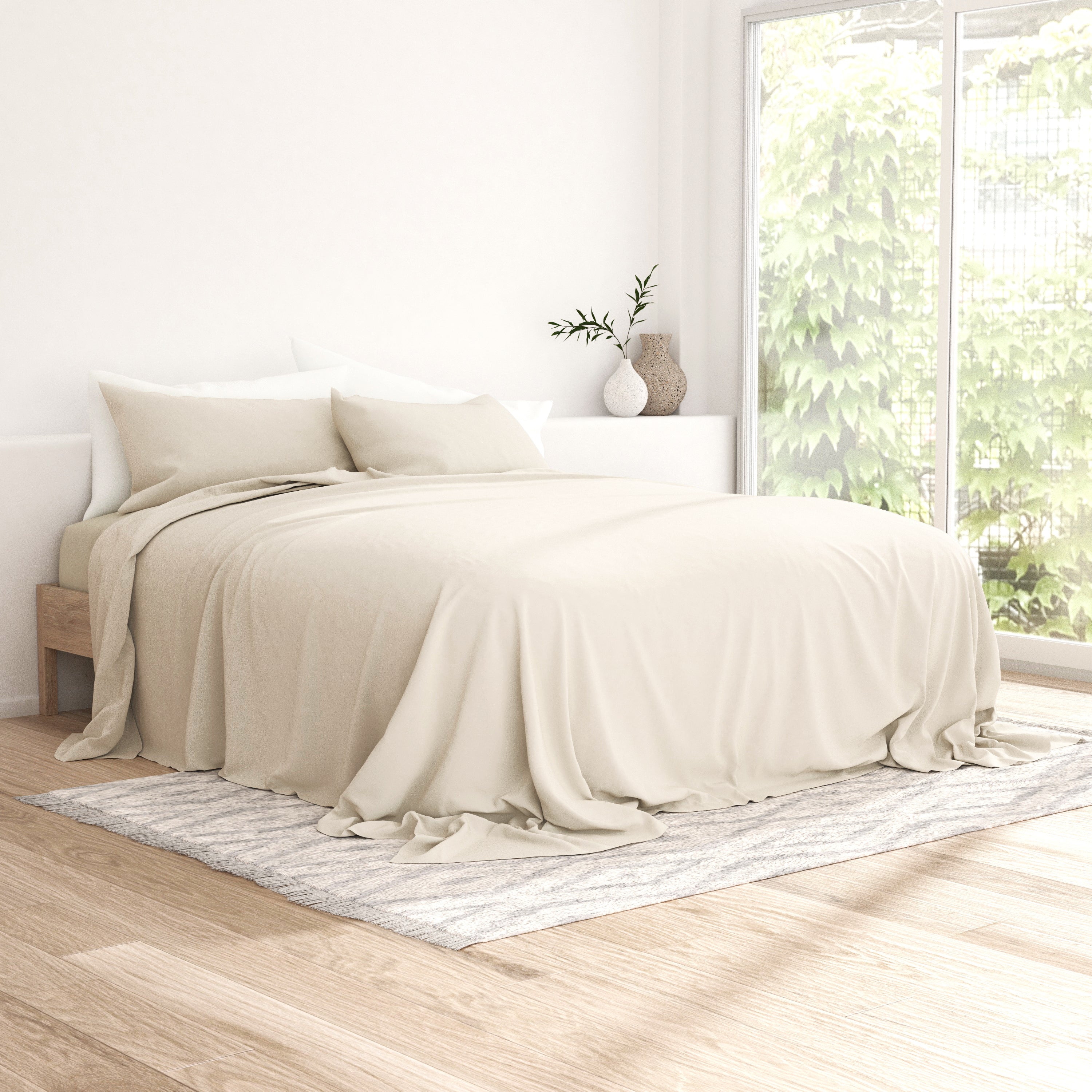 4 Piece Flannel Sheet Set - Queen Size Soft & Cozy Bed Sheets for Winter - Perfect for Cold Weather, Guest Rooms & Cozy Nights
