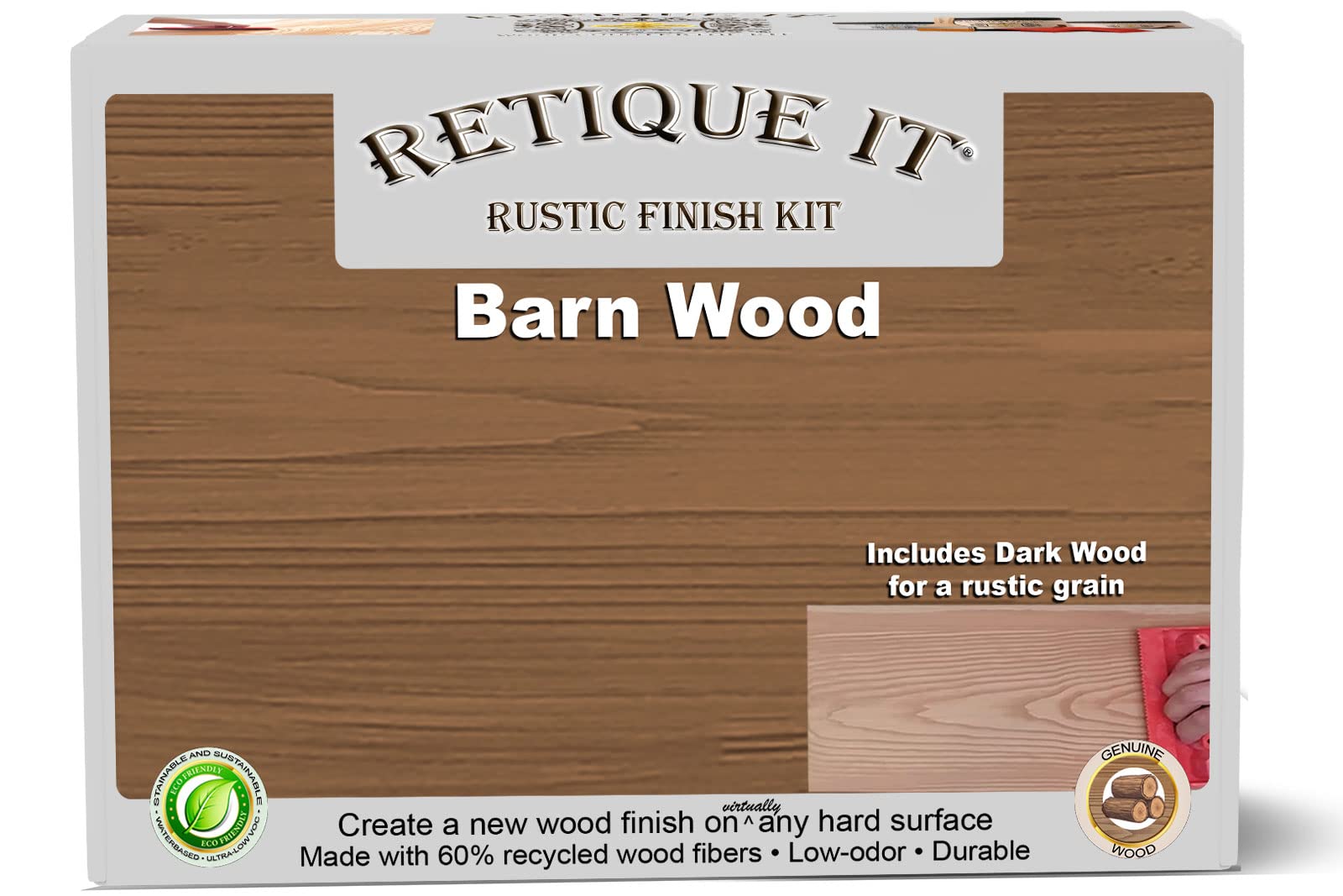 Retique It Gel Stain Liquid Wood Kit - Real Paintable Wood Finish for Furniture (2X Double 100 sq ft, Rustic Barn Wood) | Perfect for DIY Furniture Restoration, Cabinets, Doors & Wood Crafts