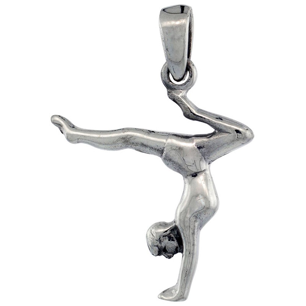 1 Inch Sterling Silver Gymnastics Pendant Necklace - Elegant Gymnast Charm Jewelry for Women & Girls - Perfect for Sports Enthusiasts, Gifts & Everyday Wear