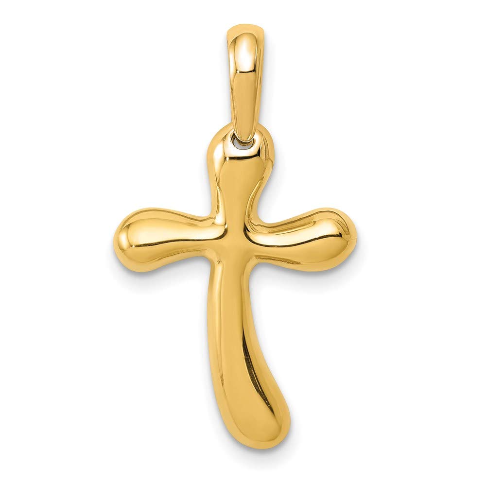 14k Yellow Gold Freeform Cross Pendant - Elegant Jewelry for Gifts & Occasions