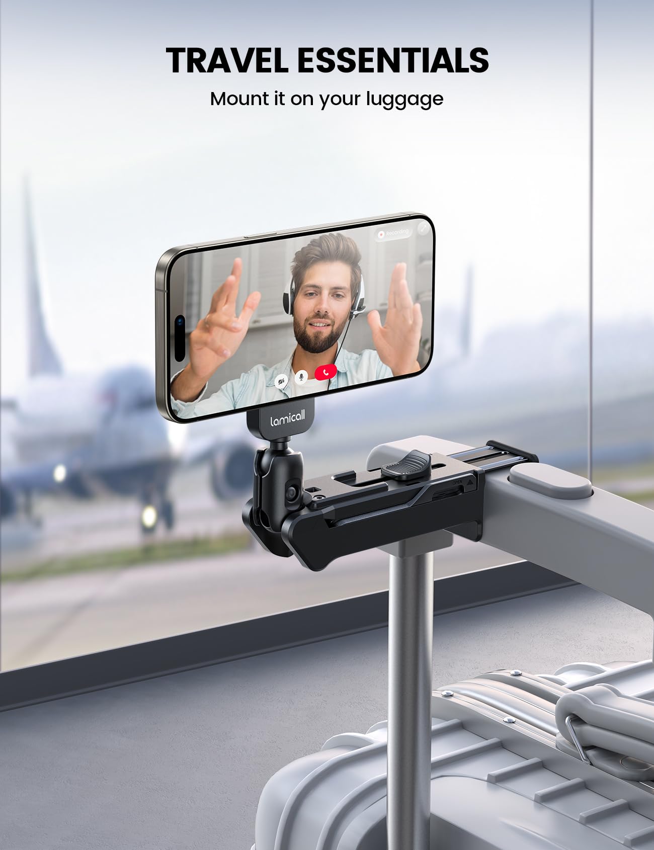 Lamicall MagSafe Airplane Phone Holder - Hands-Free Travel Essential for iPhone 16/15/14 Pro Max - Perfect for Long Flights & Airport Use (Ideal for Men & Women)
