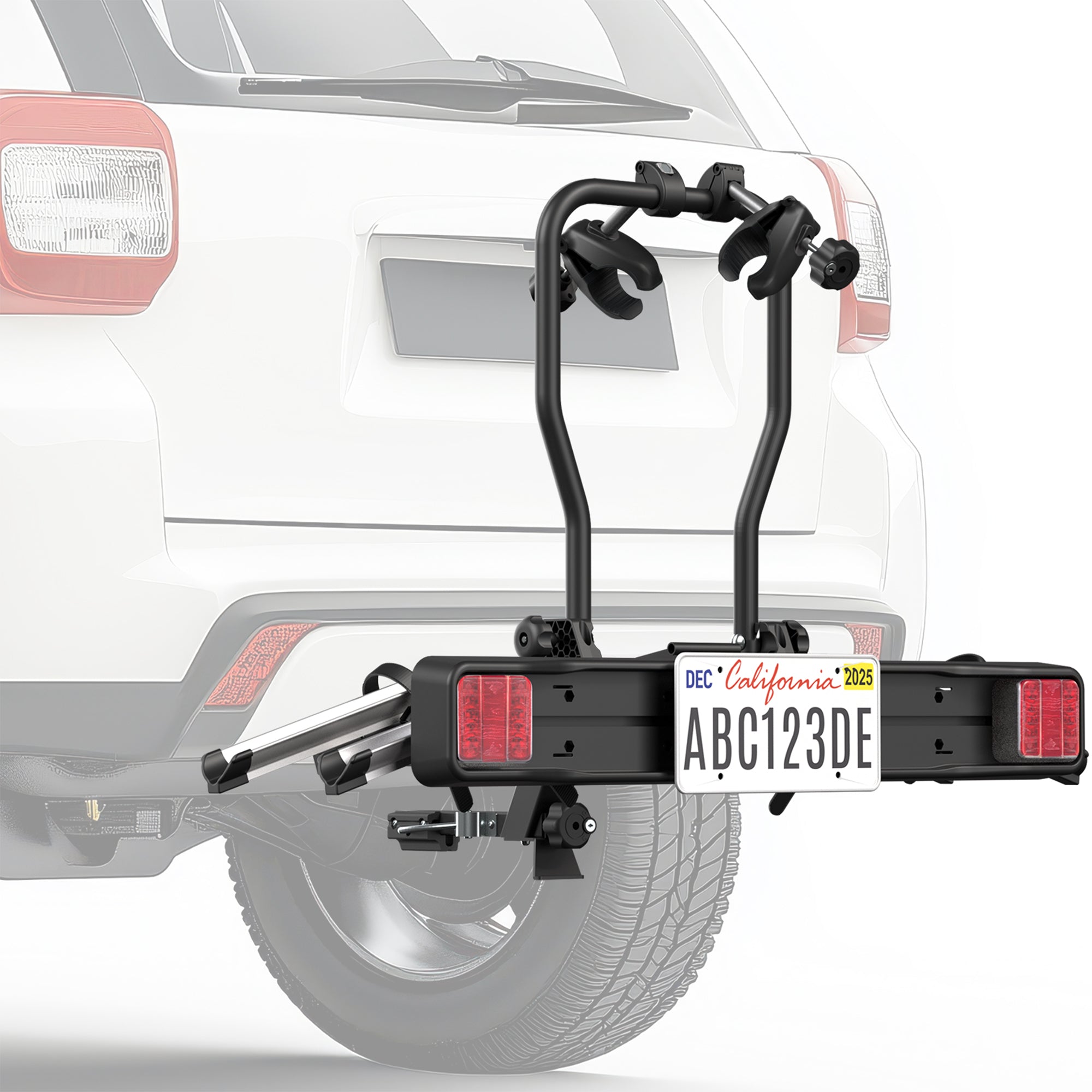 VIVO Hitch Bike Rack with LED Taillights & License Plate Holder - 2 Bike Carrier for SUVs, Trucks & Vans - Perfect for Road Trips, Camping & Outdoor Adventures