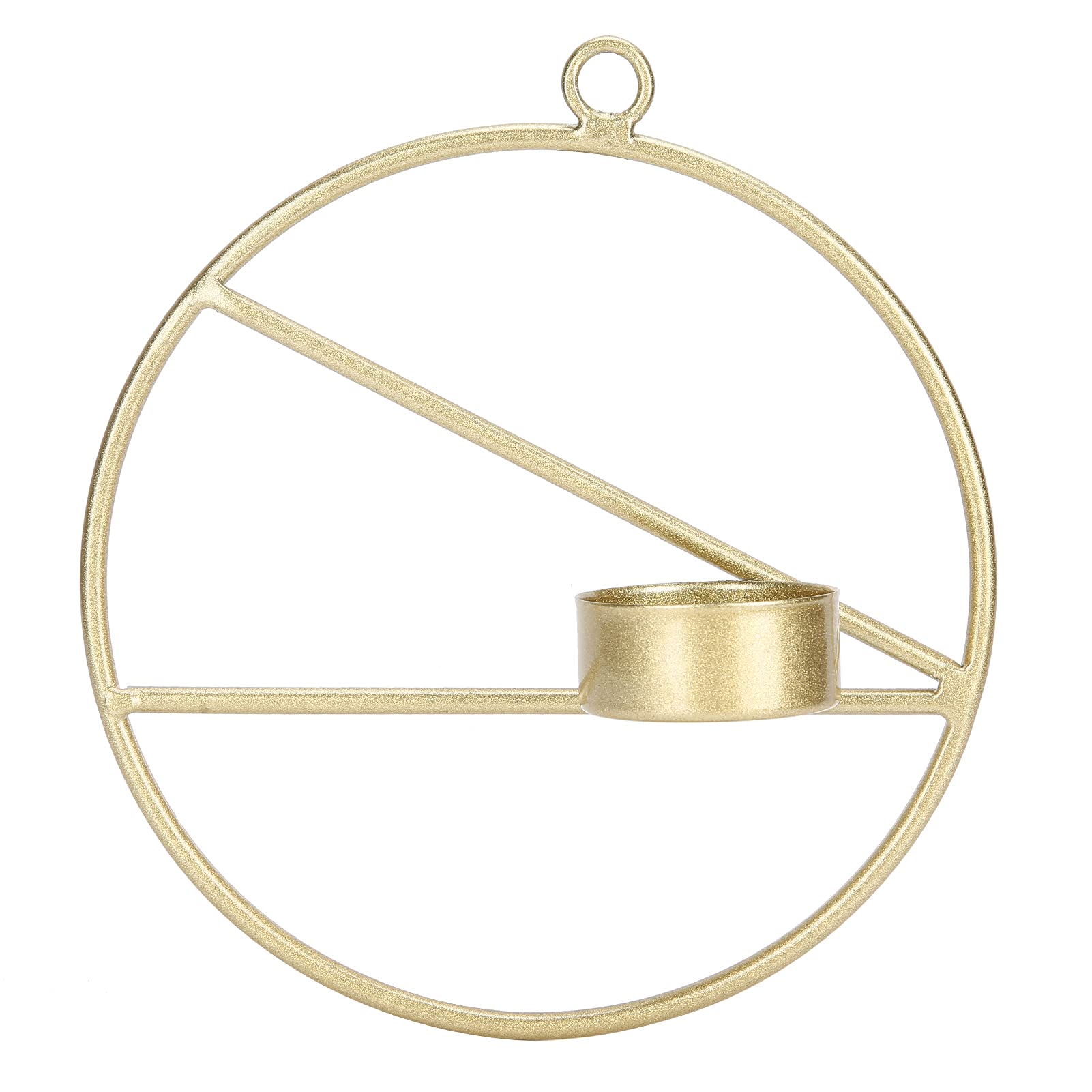 Gold Geometric Metal Wall Sconce Candle Holder - 16.5x15cm Tea Light Wall Mount for Living Room, Bedroom & Wedding Decor | Rustic Home Lighting Fixture for Cozy Ambiance & Romantic Settings