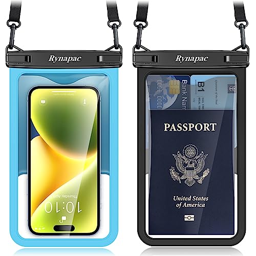 [Blue + Black] Large Waterproof Phone Pouch