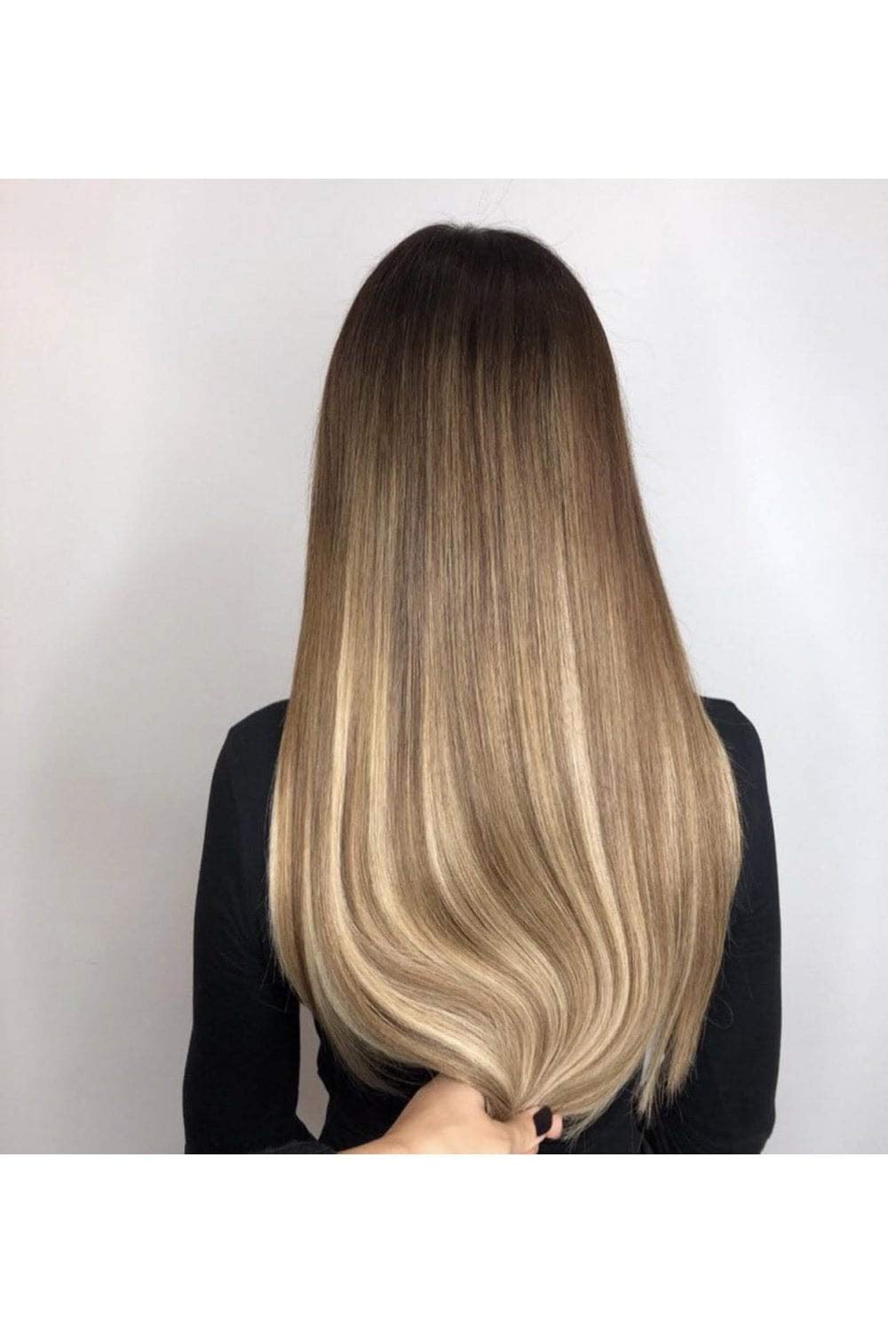 Brondie 20 Inch Seamless Clip-In Human Hair Extensions - 160g Natural Black Rooted Hair for Volume & Length - Perfect for Parties, Weddings & Daily Styling