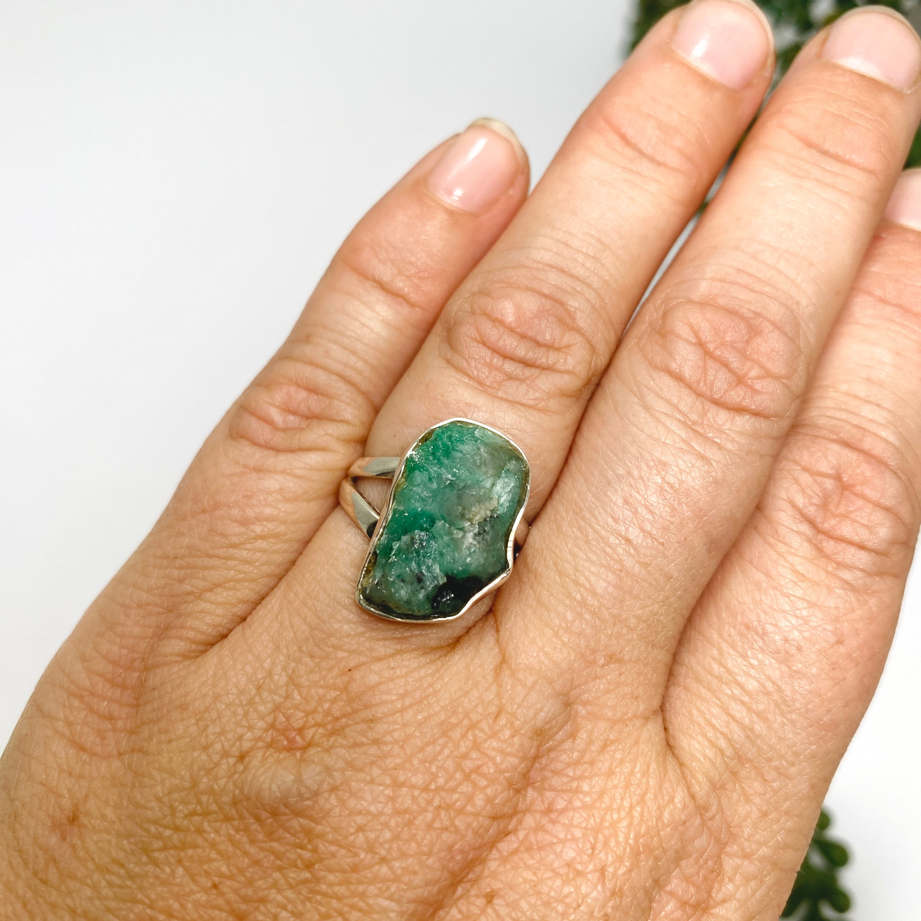 Emerald Raw Ring Size 7 for Women - Natural Green Gemstone Jewelry KRGJ2979 | Perfect for Weddings, Parties & Everyday Elegance