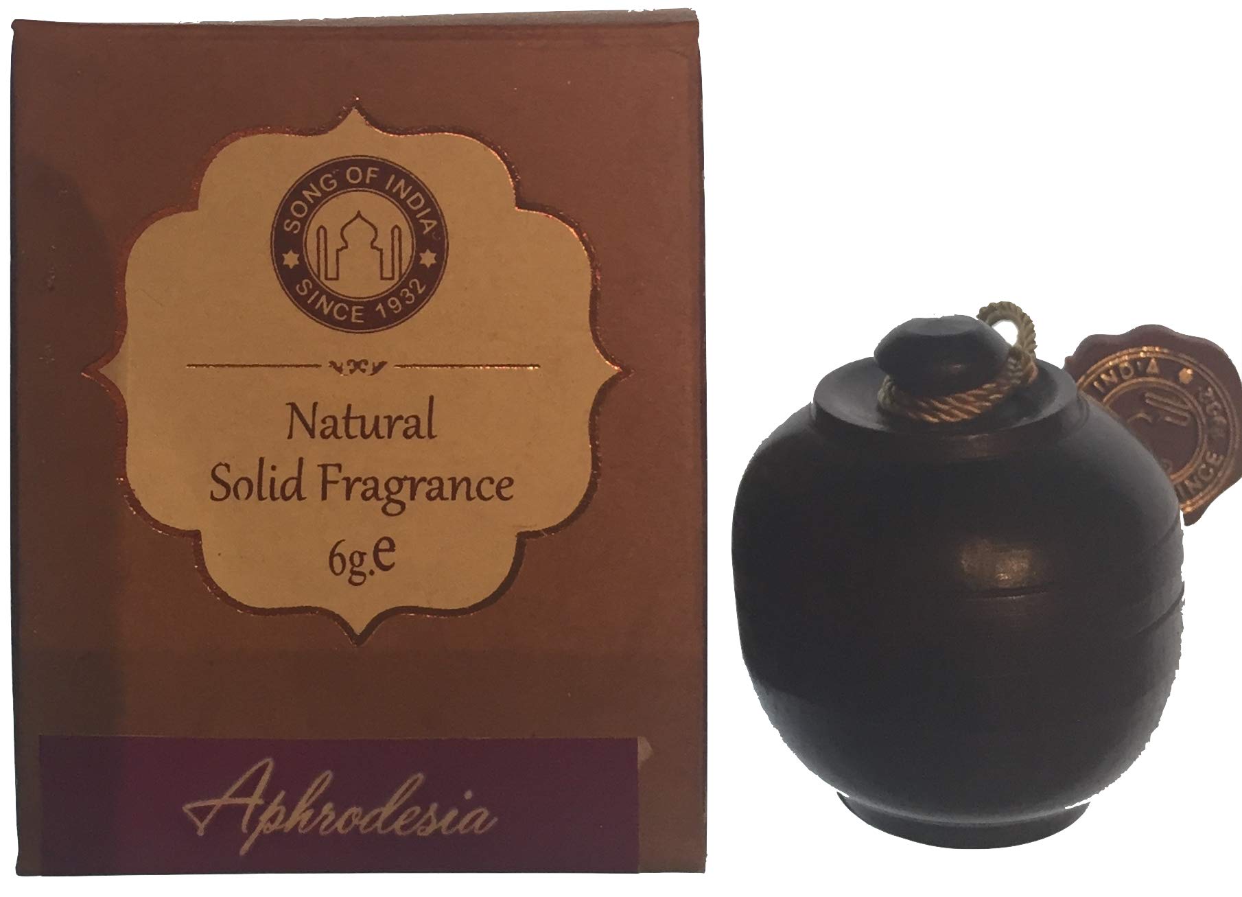 Aphrodesia Solid Perfume by Song of India - Hand-Carved Rosewood Jar with Screw-On Top | Long-Lasting Natural Fragrance for Women, Romantic Dates & Special Occasions