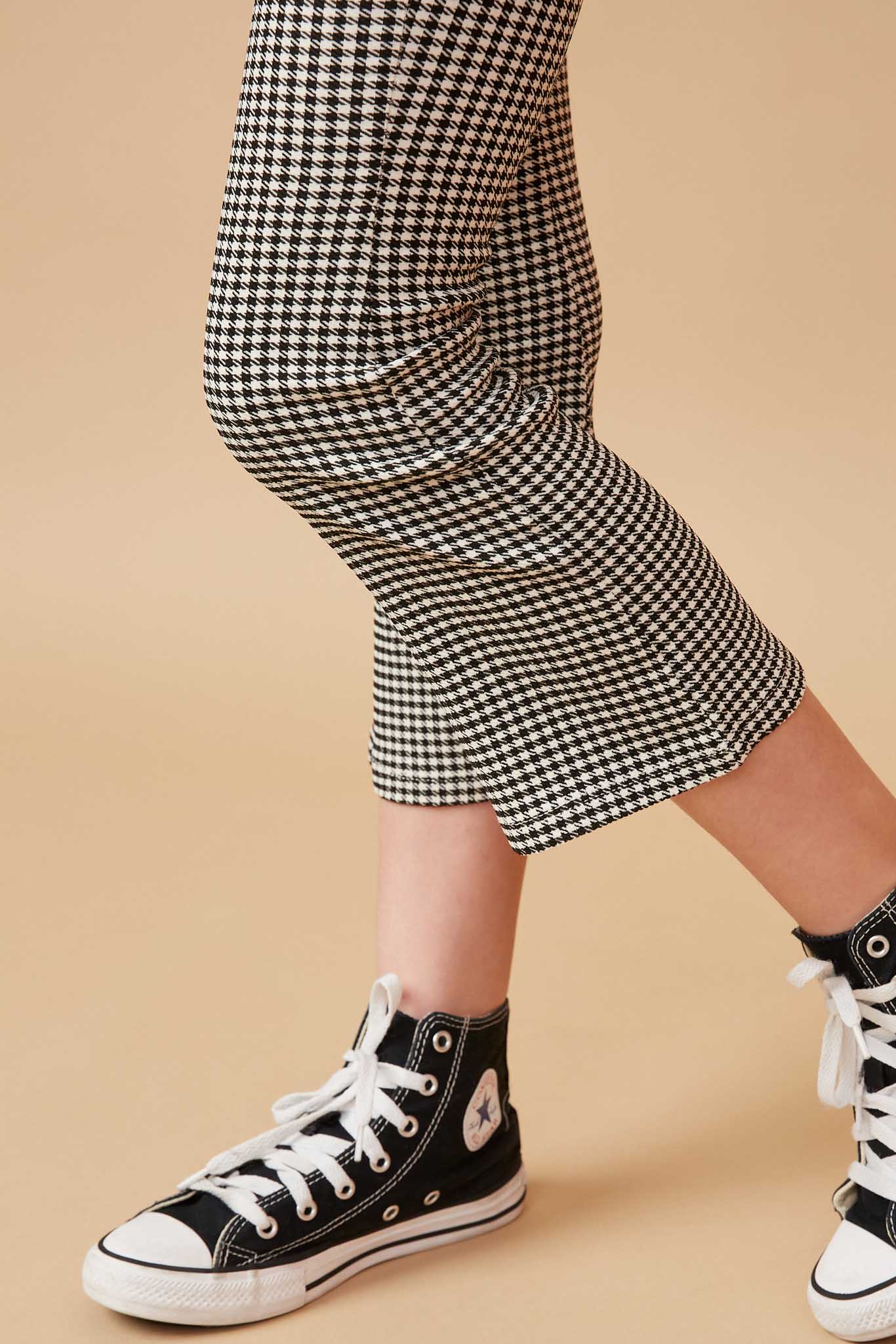 Stylish Elastic Waist Wide Leg Houndstooth Pants for Women - Comfortable High-Waisted Trousers for Office, Travel & Casual Wear
