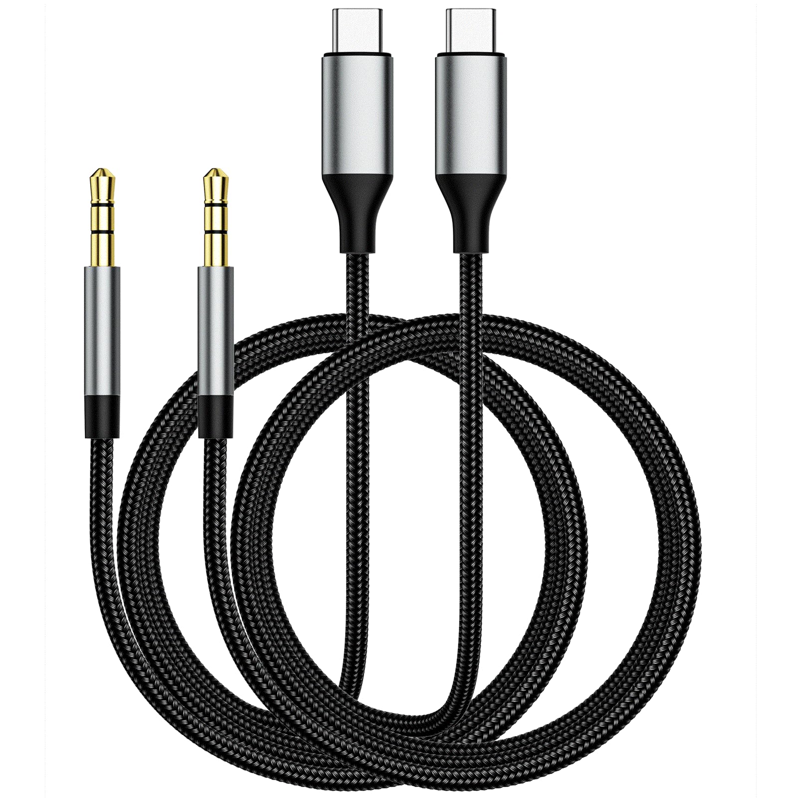2 Pack MFi Certified USB C to 3.5mm Aux Cable for iPhone 15/15 Plus/15 Pro/15 Pro Max - 3.3ft Car Audio Adapter Compatible with Galaxy S24/S23/S22 & iPad Pro/Air/Mini - Perfect for Road Trips & Hands-Free Calling