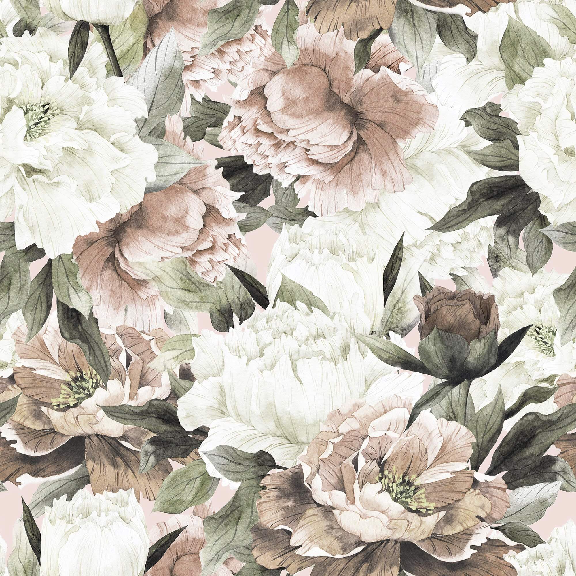 White and Pink Floral Peel & Stick Removable Wallpaper - Self-Adhesive Decorative Wall Covering for Bedroom, Nursery, Living Room & Home Office Decor
