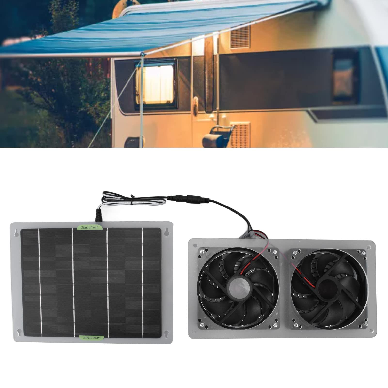 100W 12V Waterproof Solar Panel Fan Kit - Portable Dual Exhaust Fan with Solar Panel Set for Greenhouse, Chicken Coop, Dog House, Camping & Outdoor Use - Perfect for Ventilation in Homes, Pets Shelters and Outdoor Adventures