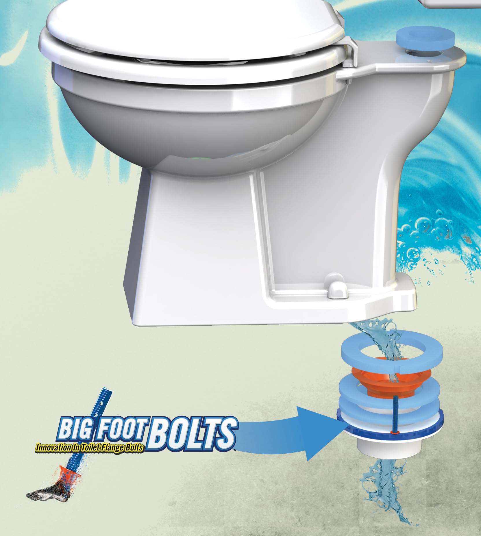 Big Foot Toilet Bolts - No Spin Toilet Flange Bolts - 5/16