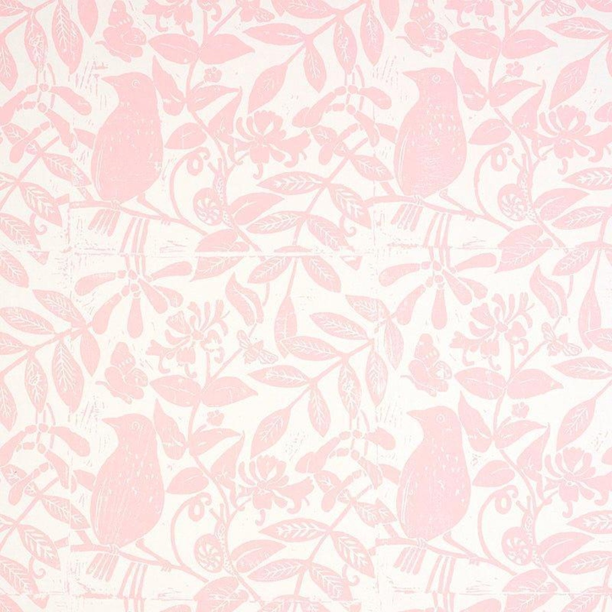 Pink Bird & Bee Floral Wallpaper - Peel and Stick Removable Wallpaper for Nursery, Bedroom, or Living Room Decor