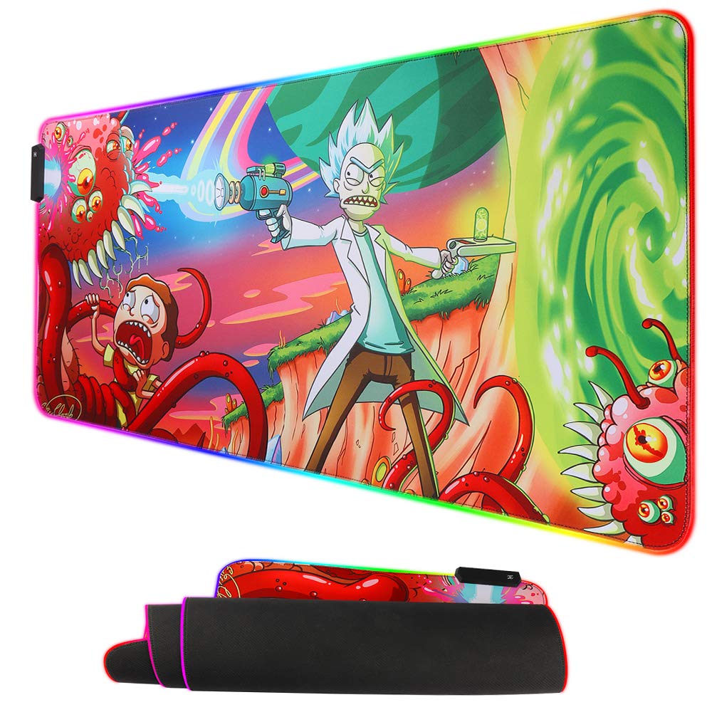 Envysun RGB Gaming Mouse Pad with LED Lights - Non-Slip Rubber Base, Large 31.5x11.8 Inch (80x30cm) Colorful Illuminated Desk Mat for PC, Laptop, Computer Setup - Perfect for Gaming, Office Work & Streaming Setups