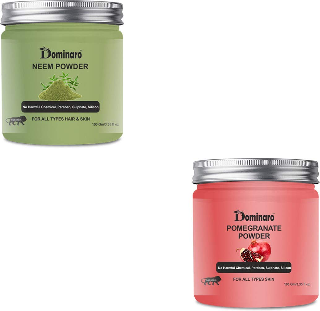 Organic Neem & Pomegranate Powder for Skin & Hair Care - 200g Combo Pack for Glowing Skin & Healthy Hair