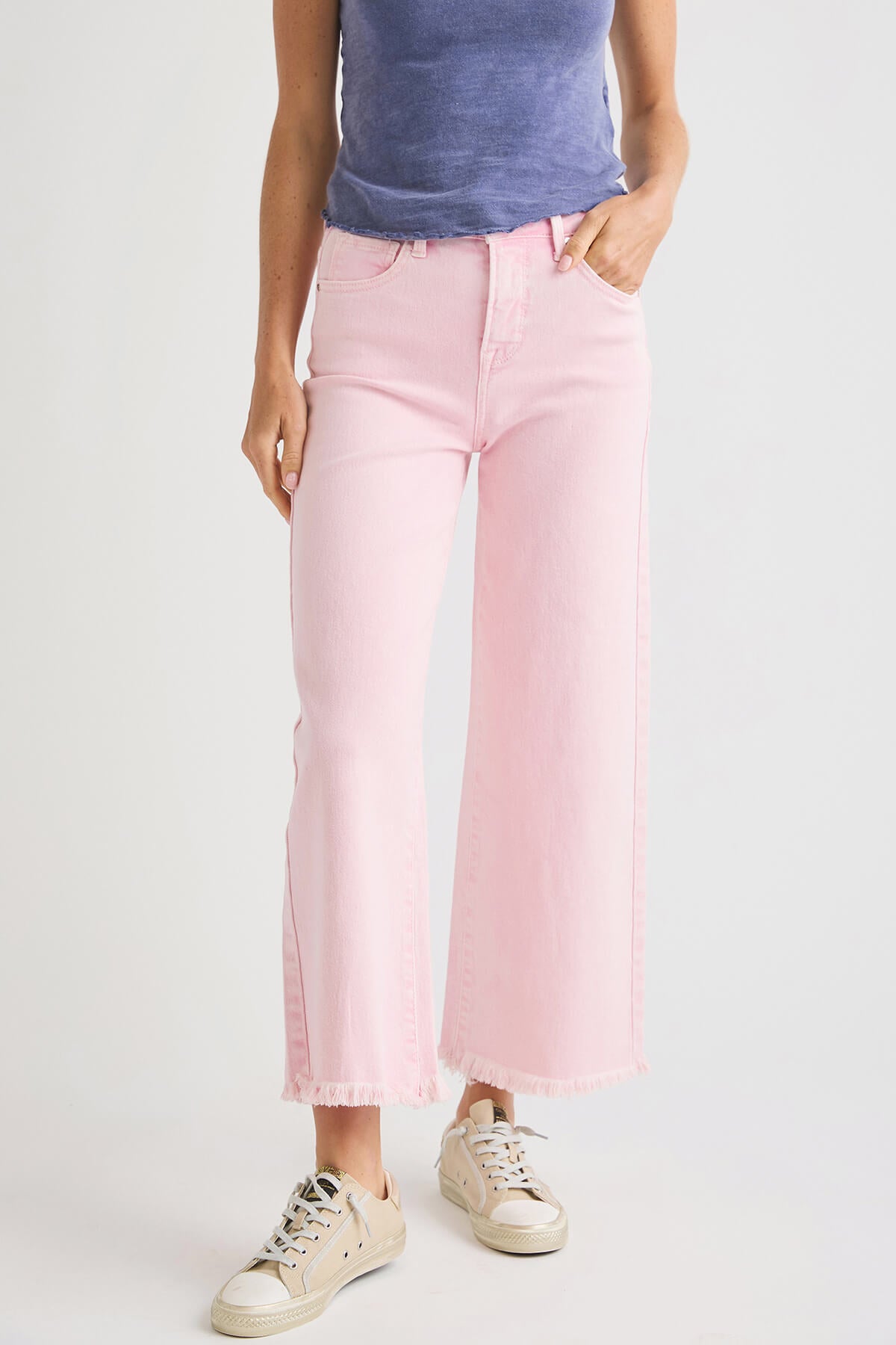 Risen Marlo Wide Leg Crop Jeans for Women - High Waist Distressed Denim Pants - Casual & Trendy Outfit for Streetwear, Date Night, and Everyday Wear