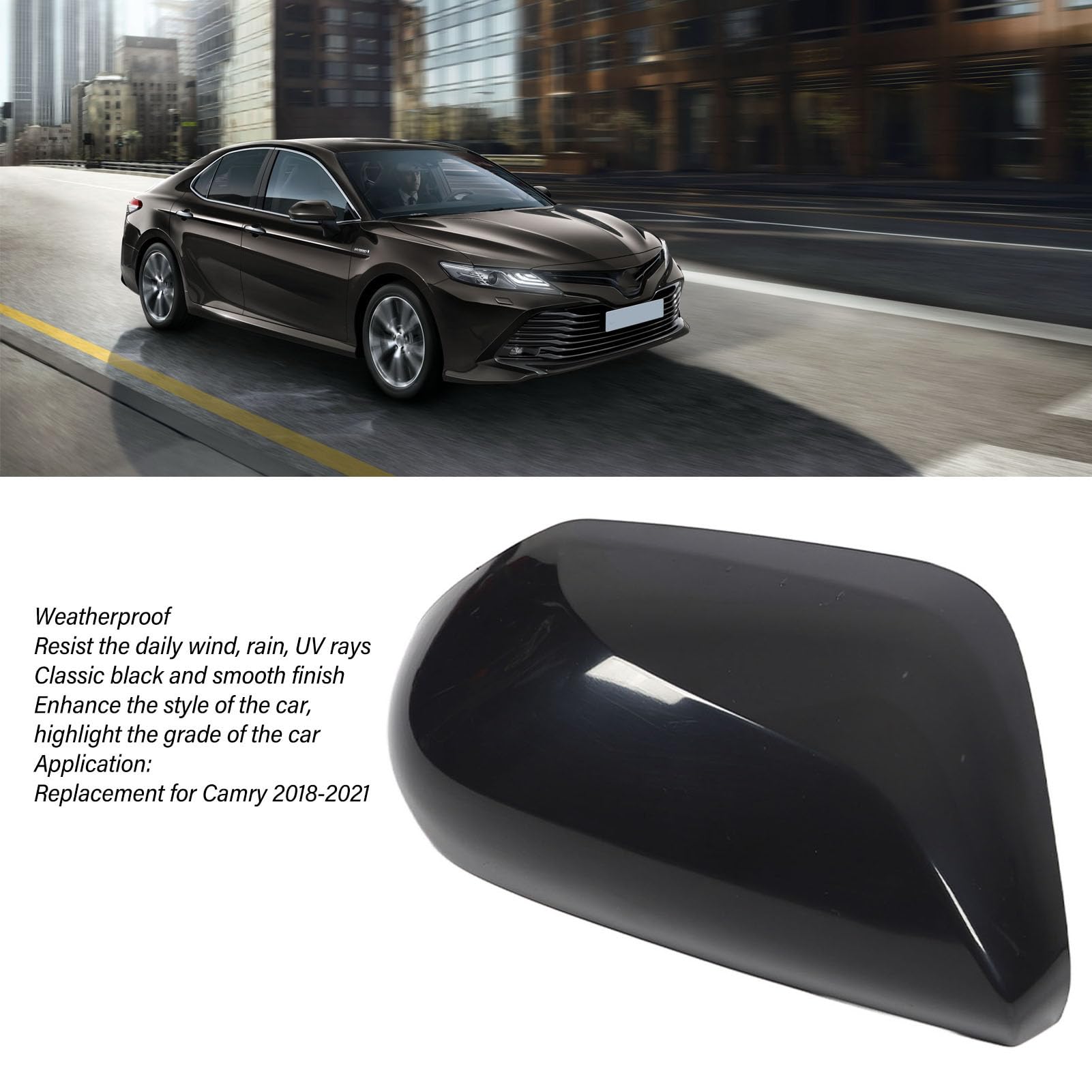 2018-2021 Toyota Camry Side Mirror Cover Replacement - Black Door Mirror Covers (Right 87915-06130) for Enhanced Style & Protection | Perfect for Daily Commuting & Car Customization