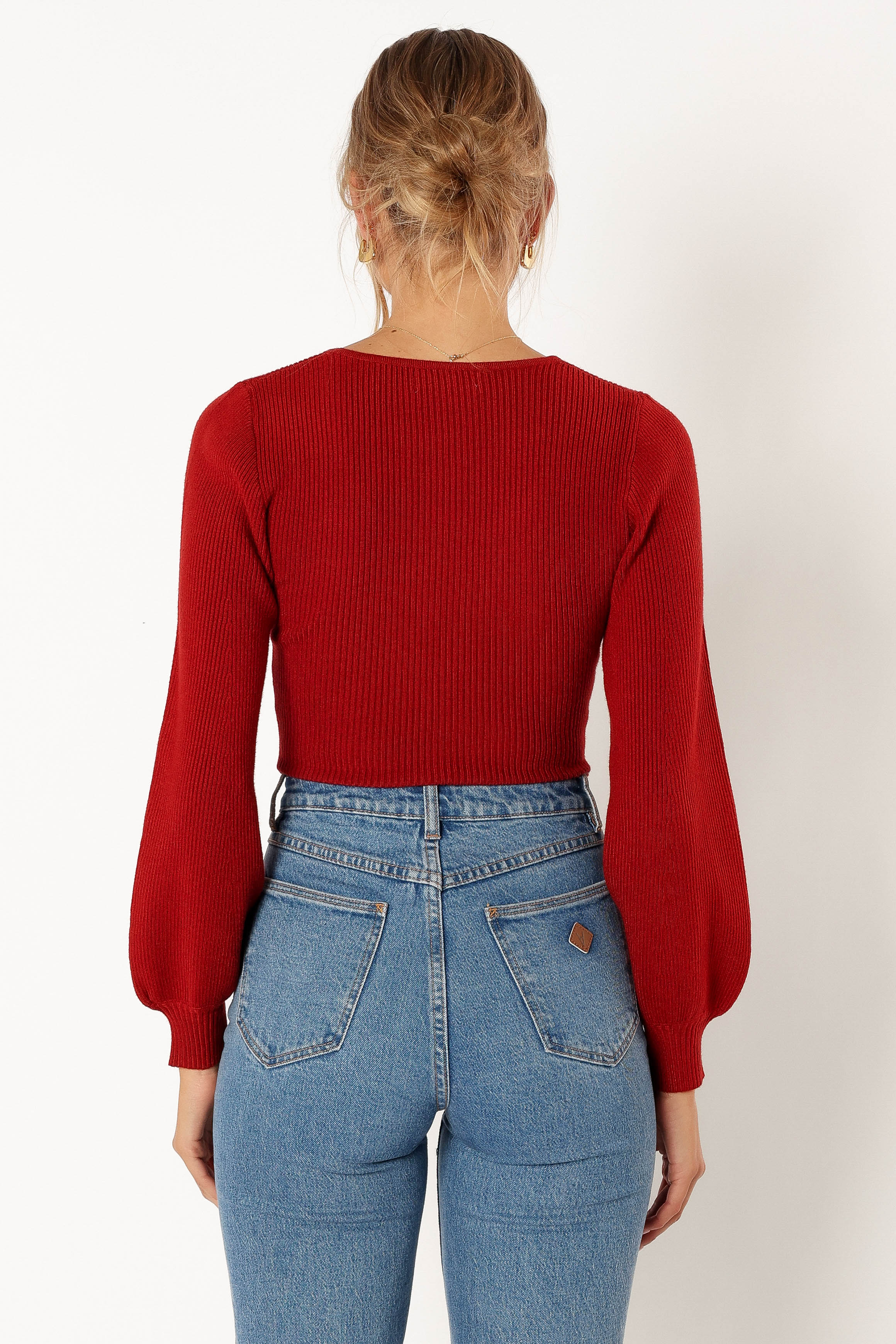 Daphne Women's Crewneck Bubble Sleeve Knit Sweater - Soft Burgundy Pullover for Fall & Winter | Casual Outfit, Office Wear, Date Night Fashion