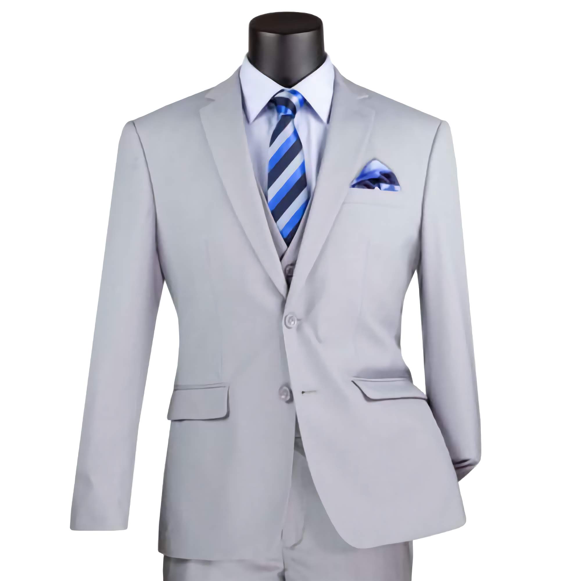 Light Gray Slim Fit 3-Piece Men's Suit with 2 Buttons | Perfect for Weddings, Business Meetings & Formal Occasions