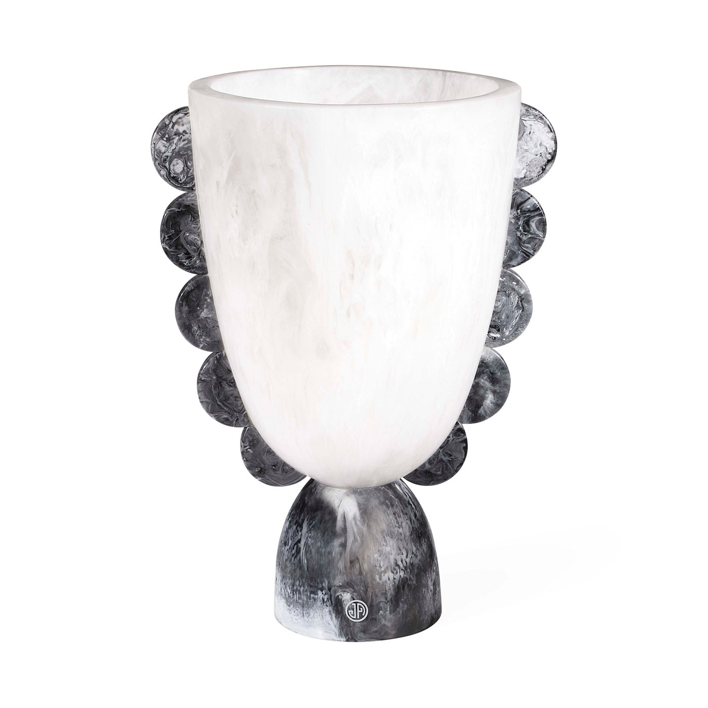 Como Black & White Scalloped Urn - Elegant Decorative Vase for Home, Wedding & Garden Decor | Perfect for Centerpieces, Floral Arrangements & Interior Design