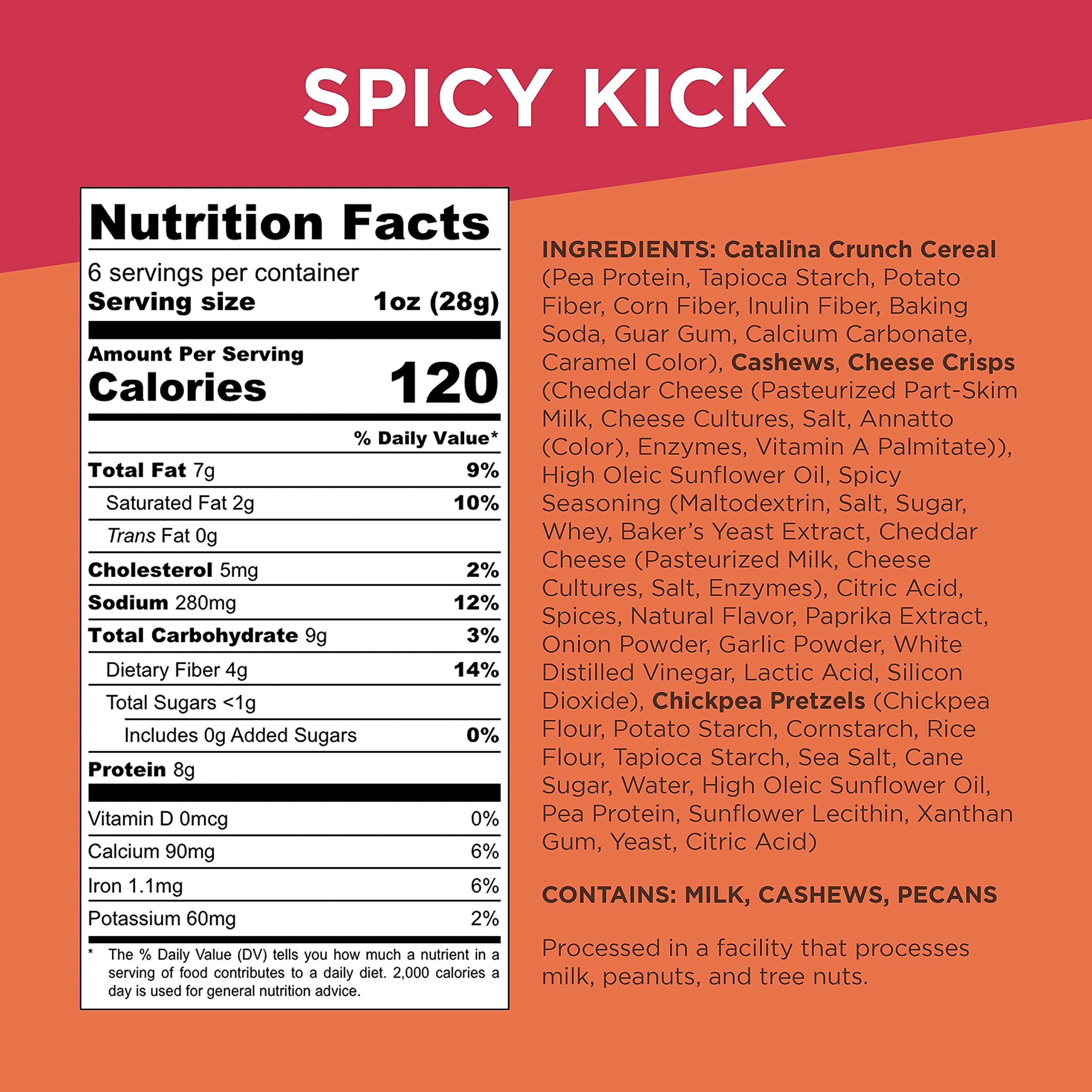 Catalina Crunch Spicy Kick Keto Snack Mix - Low Carb, High Protein, Gluten Free | Keto Friendly Snacks for Weight Loss & Healthy Lifestyle | Perfect for On-the-Go, Office Snacking & Keto Diet Meal Prep (6oz, Pack of 3)