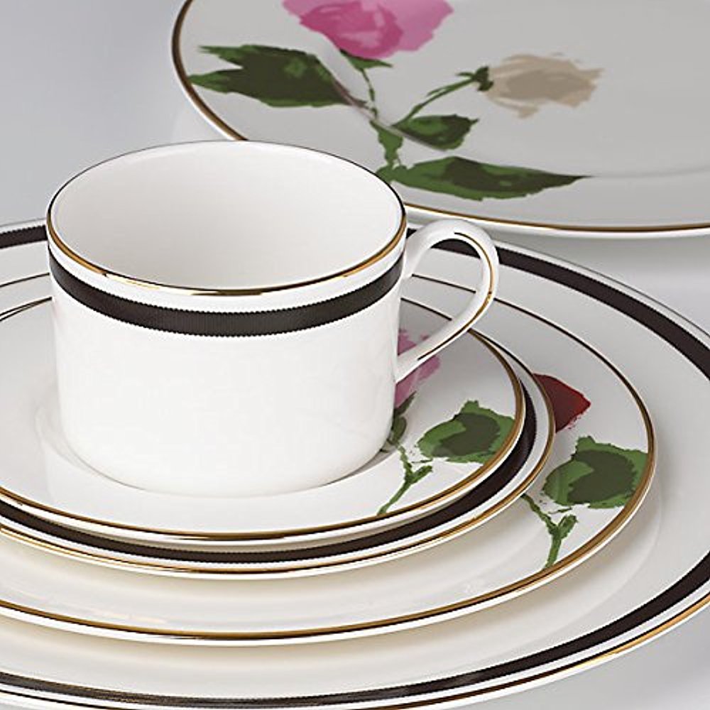 Kate Spade New York Rose Park 5-Piece Dinnerware Set - Elegant Floral Tableware for Fine Dining & Special Occasions