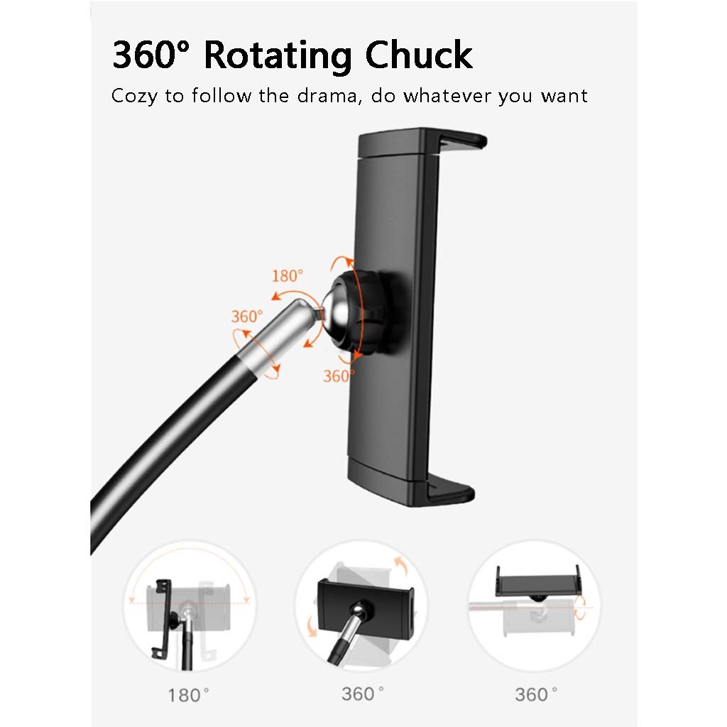 Flexible Gooseneck Phone Stand Holder - Adjustable Bed & Desk Mount with Long Arm for iPhone 12 Mini/11 Pro/XS Max/XR - Perfect for Watching Videos, Reading & Hands-Free Calling in Bed, Office or Kitchen