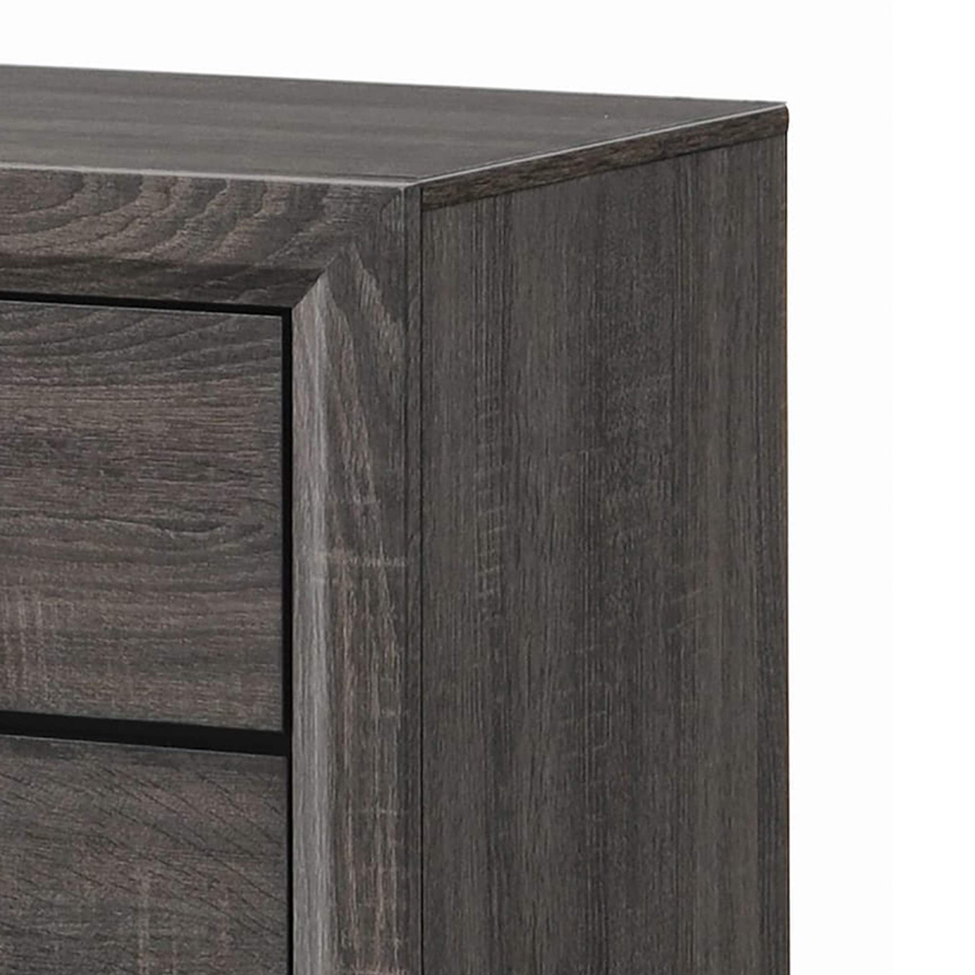 Benjara Wooden Nightstand with 2 Drawers & Chamfered Legs - Gray & Black Modern Bedside Table for Bedroom, Living Room, or Guest Room