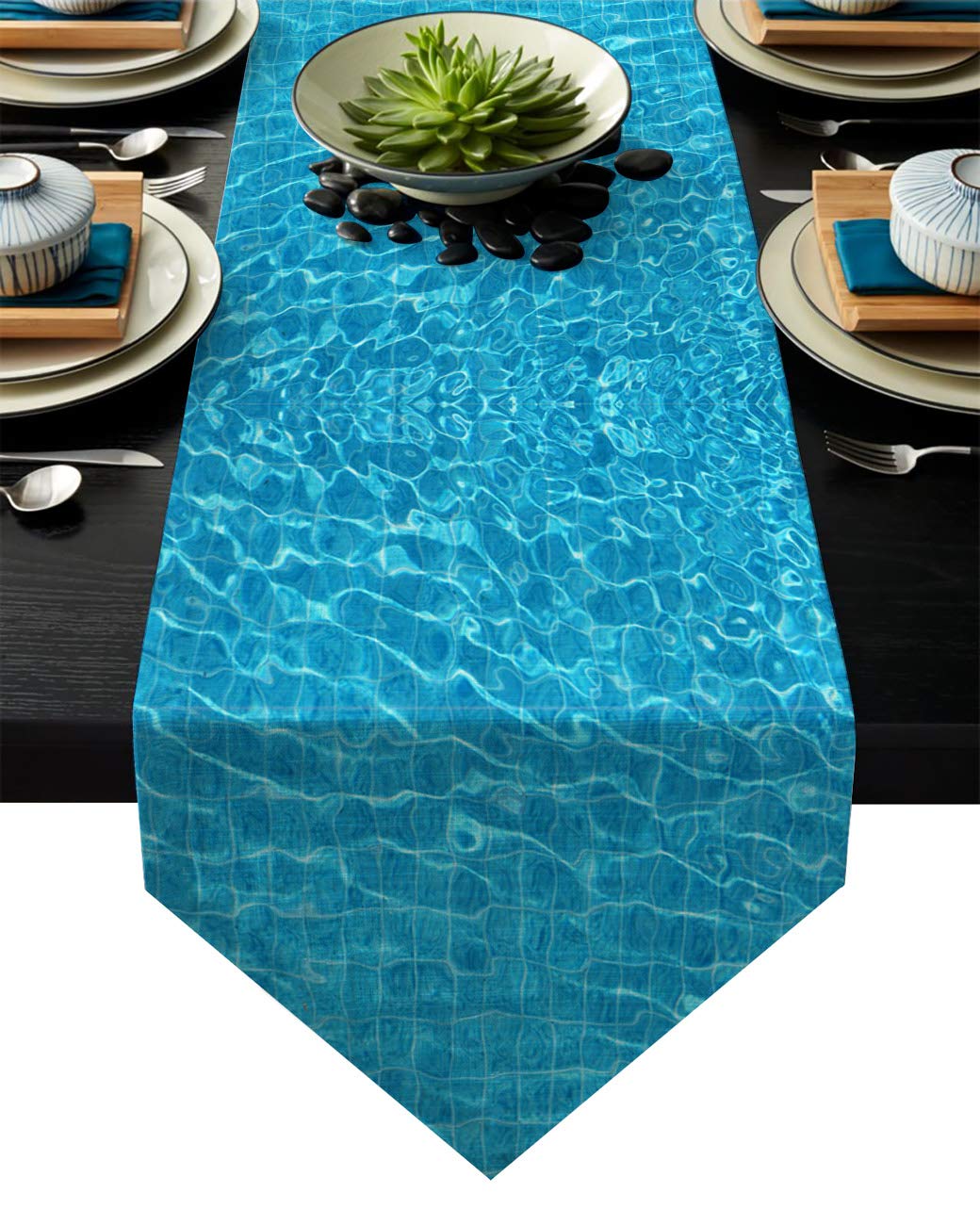 Summer Wave Coffee Table Runner - 16x72in for Dining & Decor