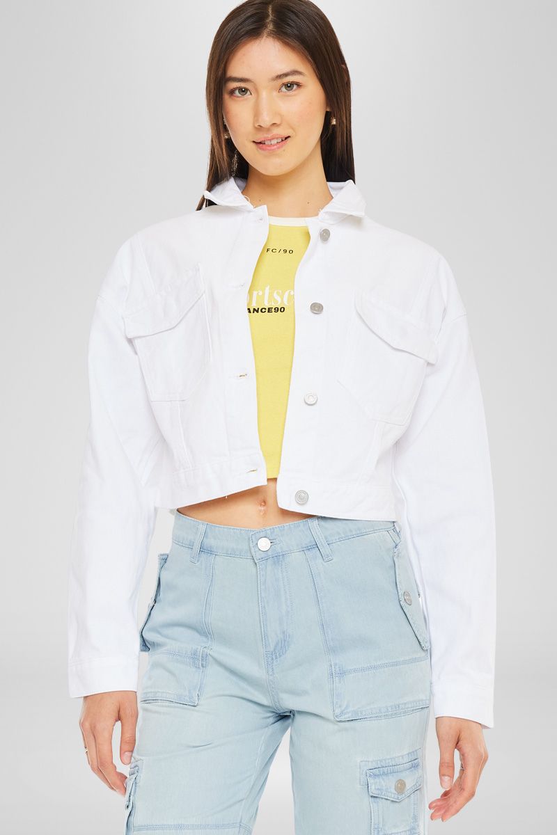 Francis Cropped Jacket - Women's Stylish Denim Jacket for Spring & Fall | Perfect for Casual Outfits, Streetwear & Layering