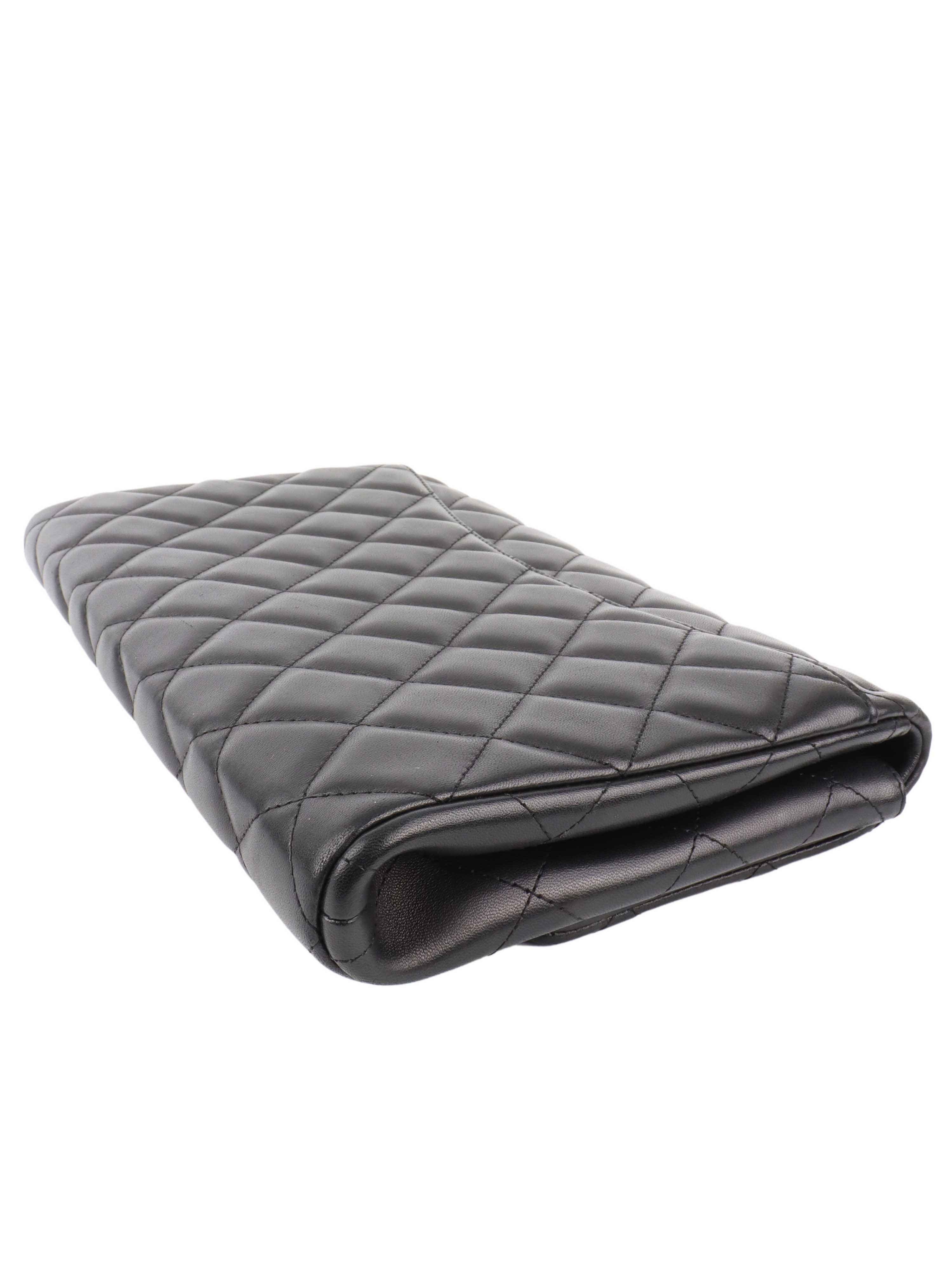 Chanel Black Lambskin Shoulder Clutch Bag for Women | Luxury Designer Handbag for Evening Parties, Weddings & Special Occasions