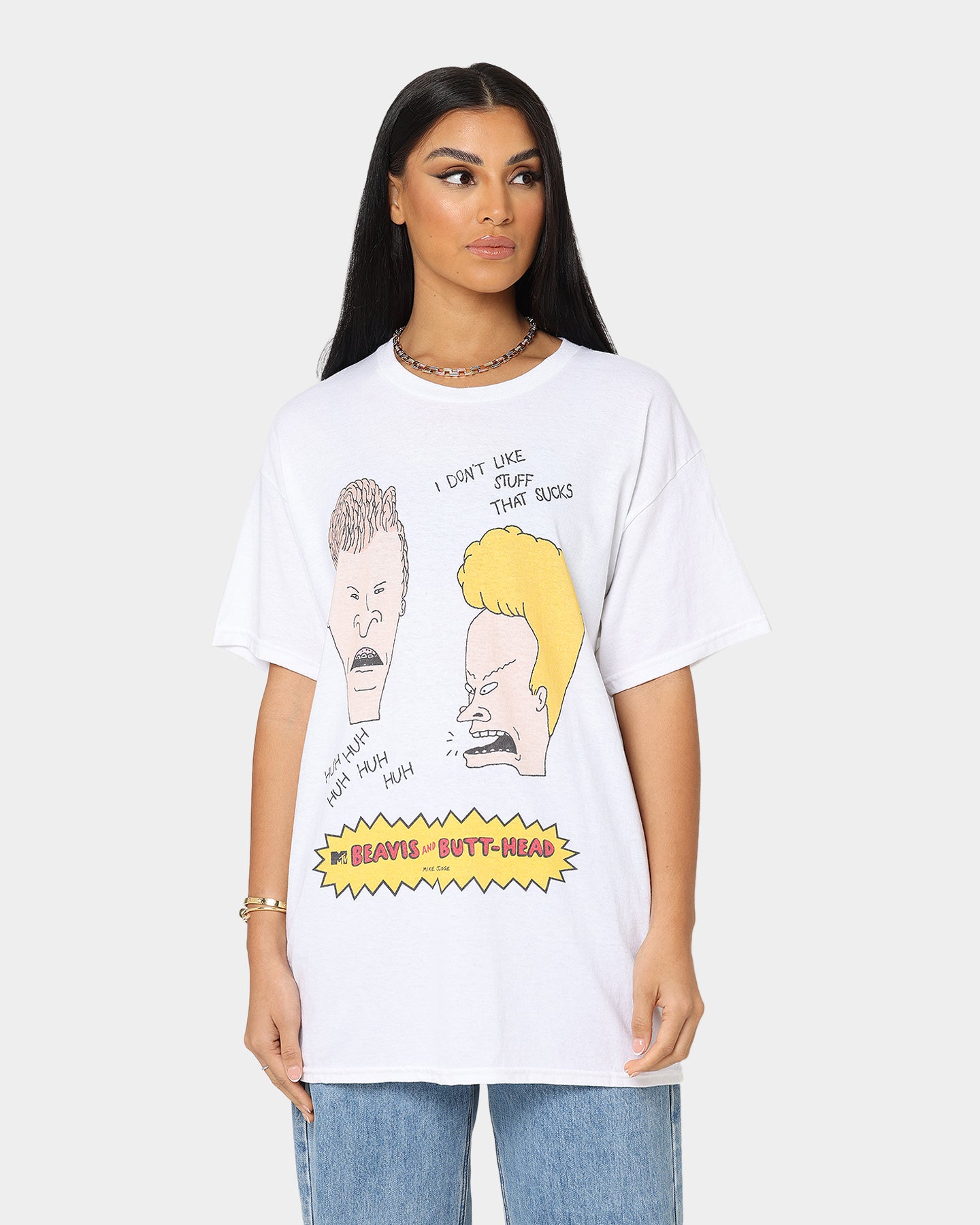 Beavis & Butthead 'Stuff Sucks' Graphic T-Shirt - White Cotton Tee for Men & Women | Vintage Cartoon Streetwear for Casual Wear & Pop Culture Fans