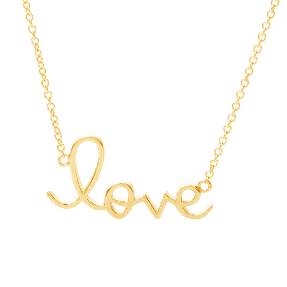 Sterling Silver Love Necklace with Gold Overlay - Romantic Gift for Her, Valentine's Day Jewelry, Anniversary Present, Couple Necklace for Women & Girls