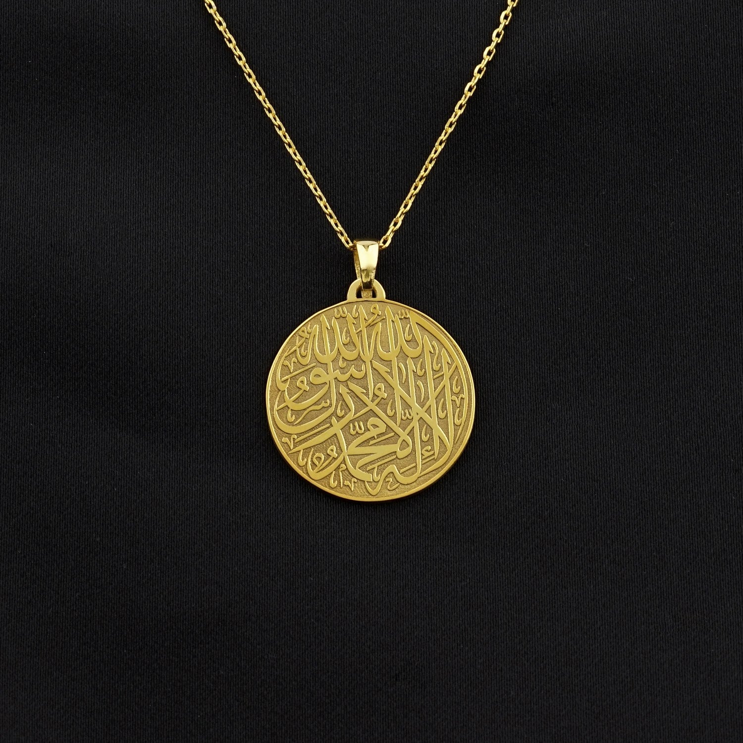First Kalima Muslim Jewelry - 18K Gold Plated Silver Islamic Pendant Necklace for Women - Perfect for Daily Wear, Prayer & Special Occasions