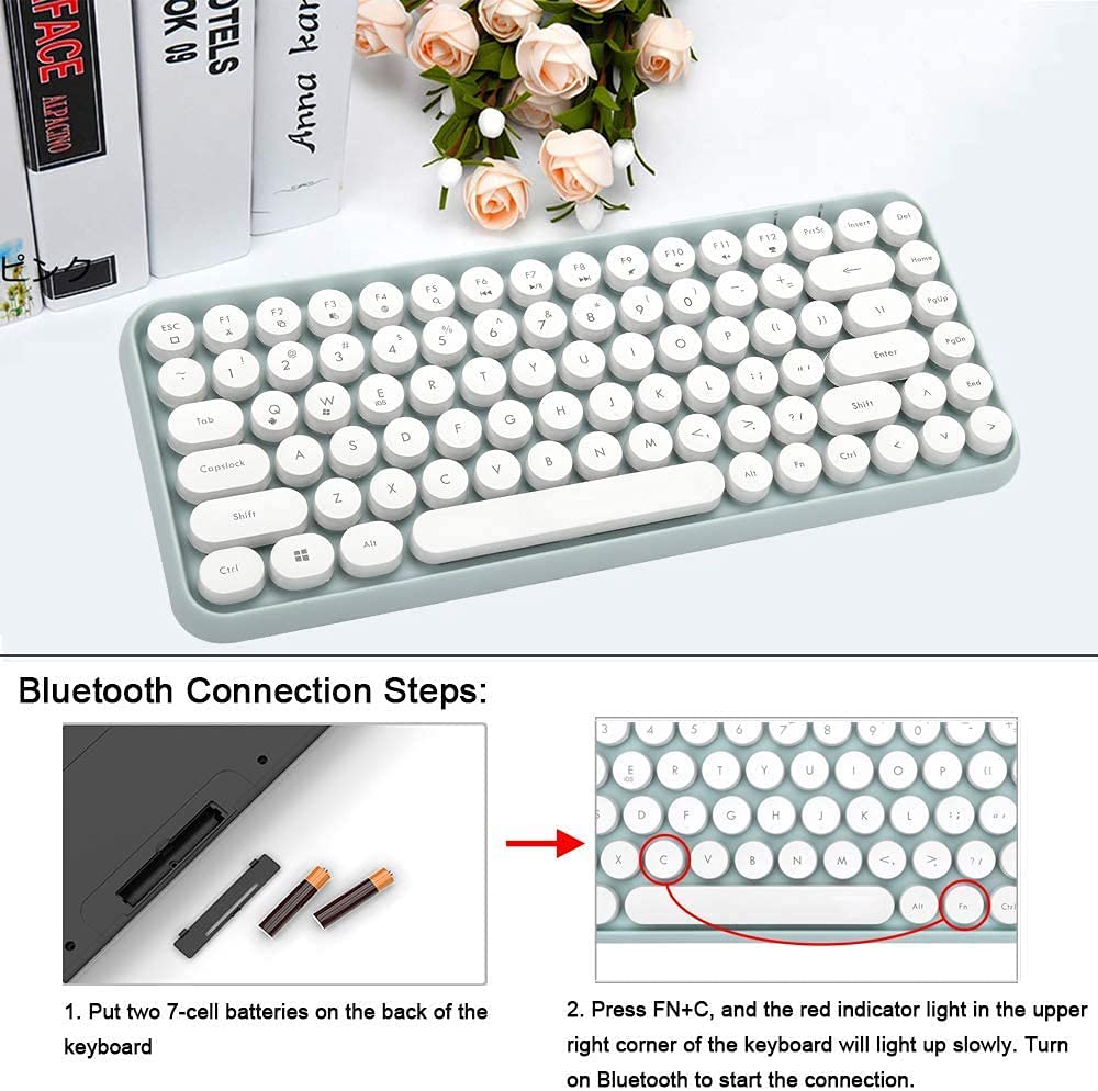 Wireless Bluetooth Keyboard Mini Portable 84 Keys - Compatible with Android, Windows, PC, Tablet - Slim Design for Home, Office & Travel (Dark Green) - Perfect for Typing, Gaming & Remote Work