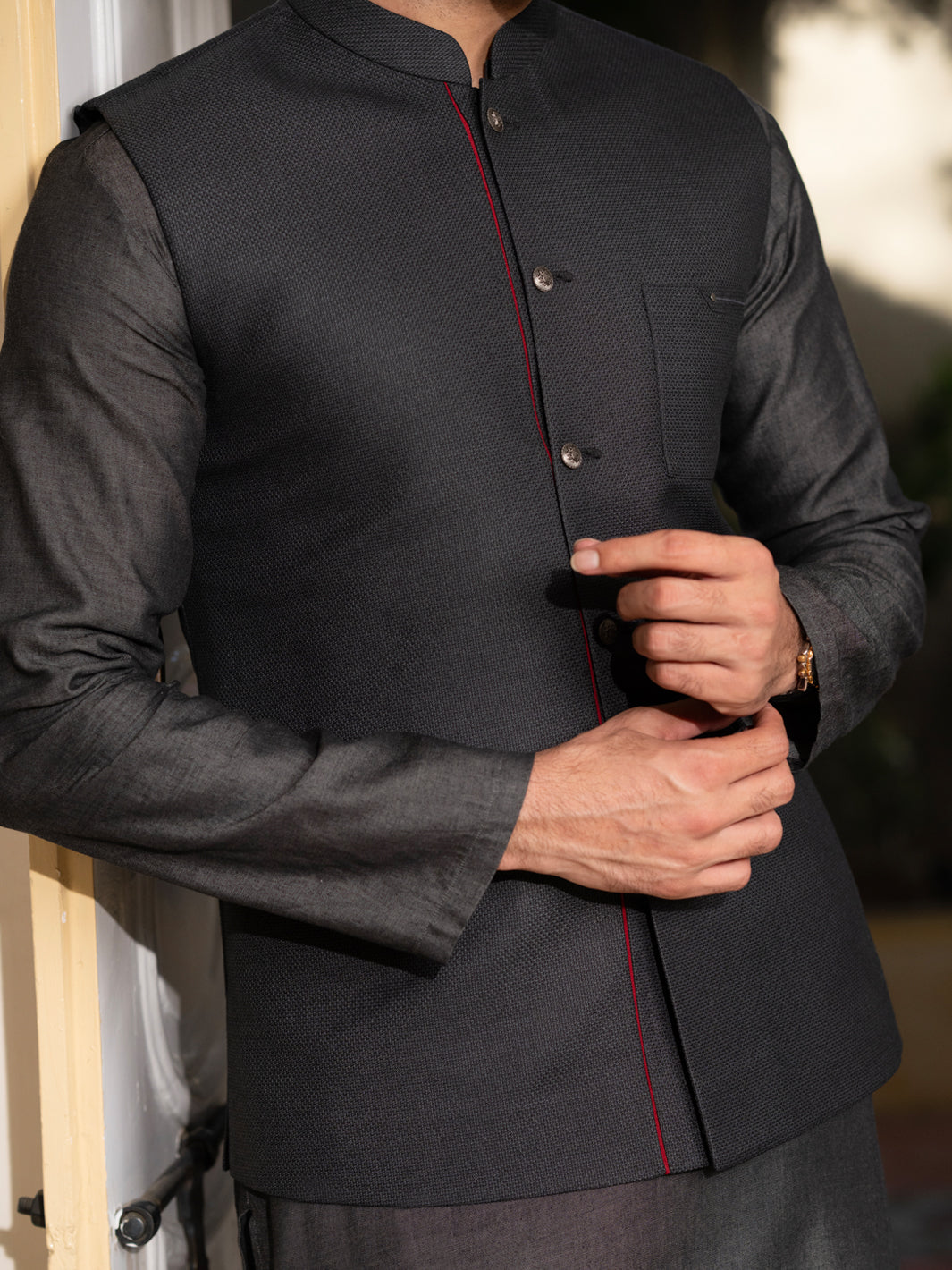 Premium Blended Charcoal Waistcoat for Men - Slim Fit Vest with Stylish Design - Perfect for Business Casual, Office Wear & Formal Occasions
