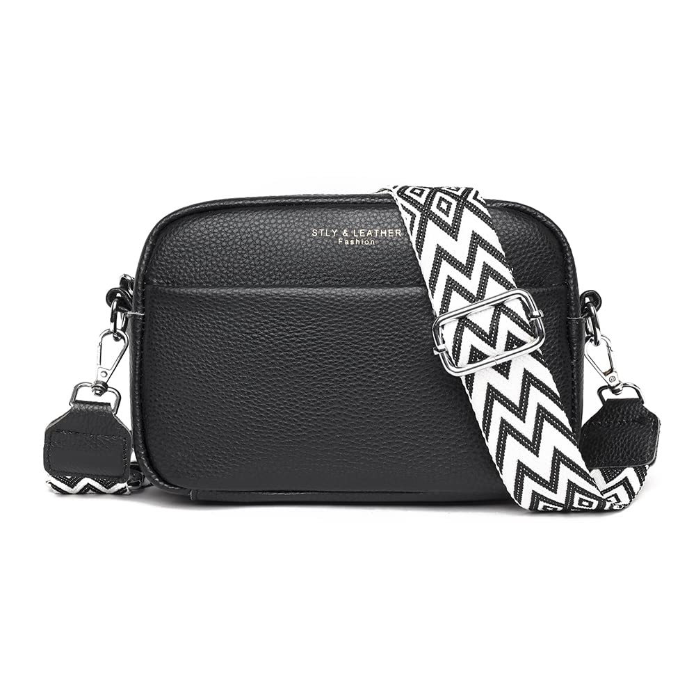 DKIIL NOIYB Genuine Leather Crossbody Bag for Women - White Camera Purse for Travel & Daily Use